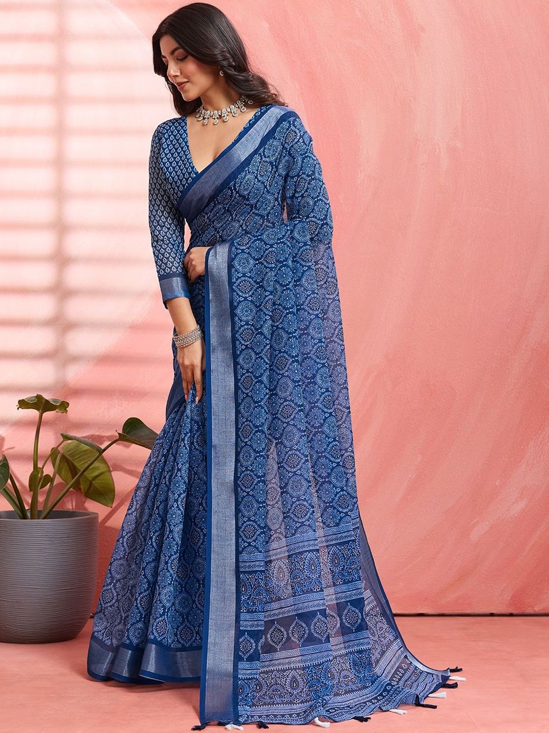 MIWA Sangamneri Block Printed Saree