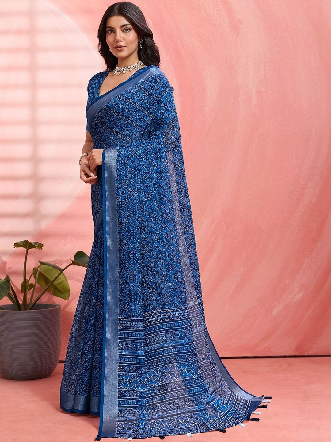 MIWA Sangamneri Block Printed Saree