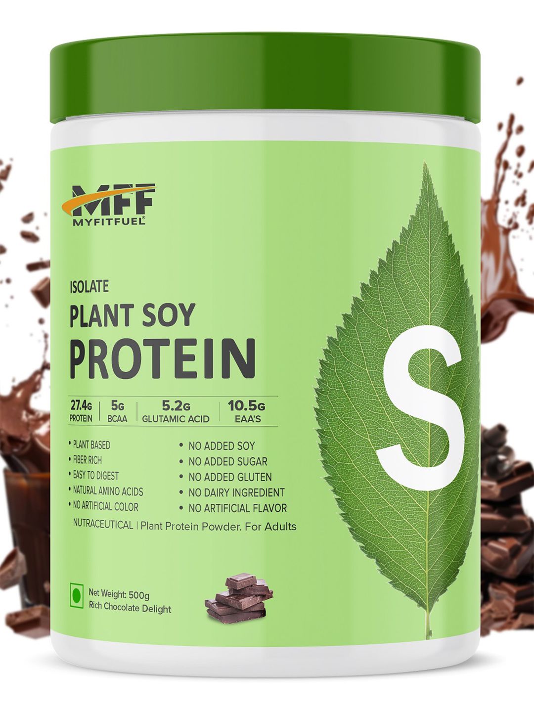 MyFitFuel Plant Soy Protein Isolate - Rich Chocolate Delight Flavoured-500g