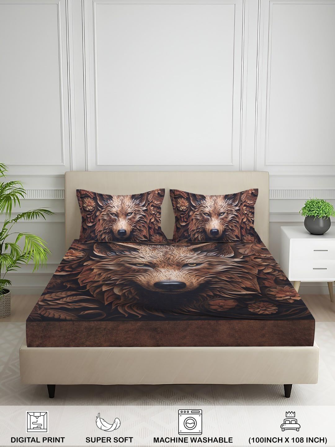 Buy Signature Brown 144 TC King Bedsheet With 2 Pillow Covers -  - Home for Unisex