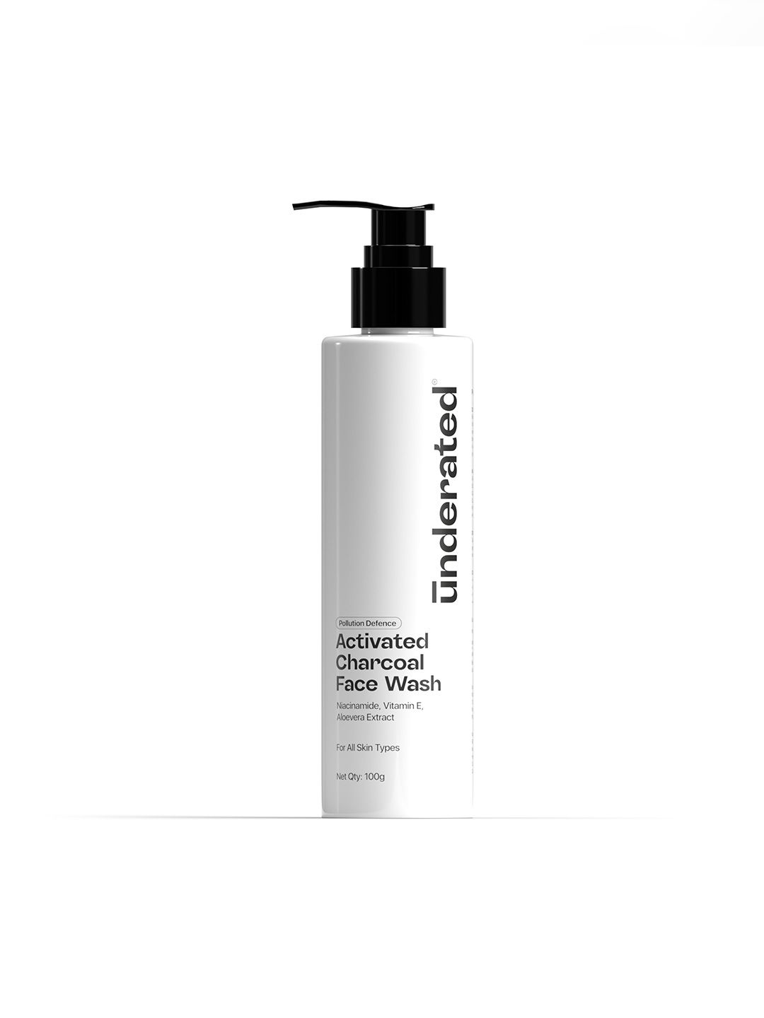 Underated Activated Charcoal Face Wash With Niacinamide For Skin Hydration- 100 g