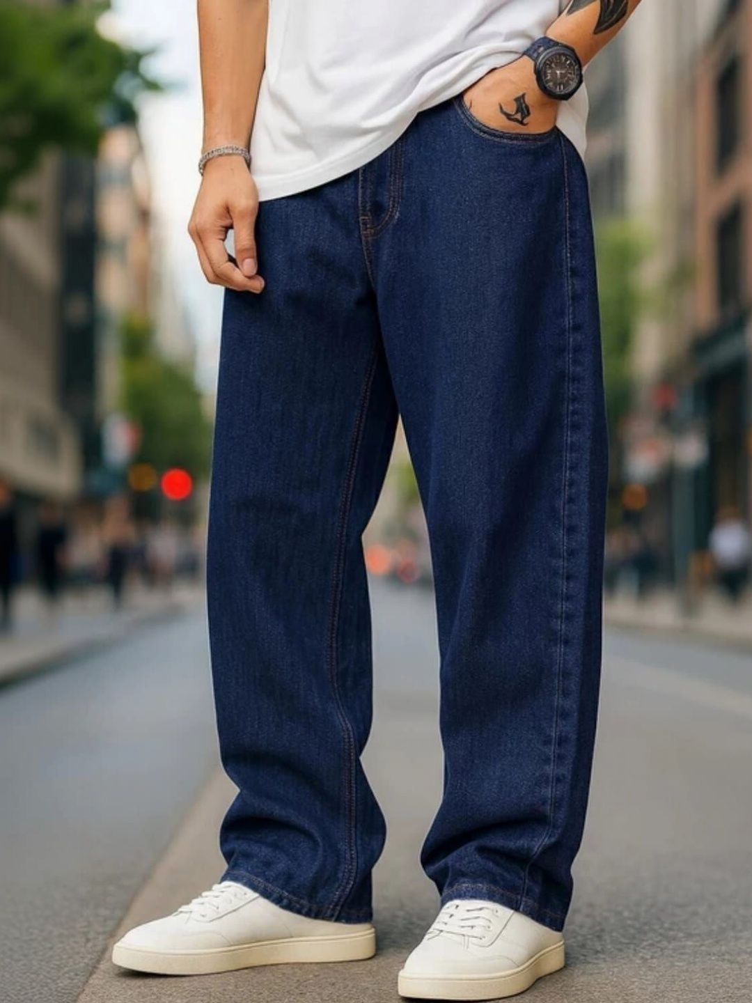 BAESD Men Relaxed Fit High-Rise Stretchable Jeans