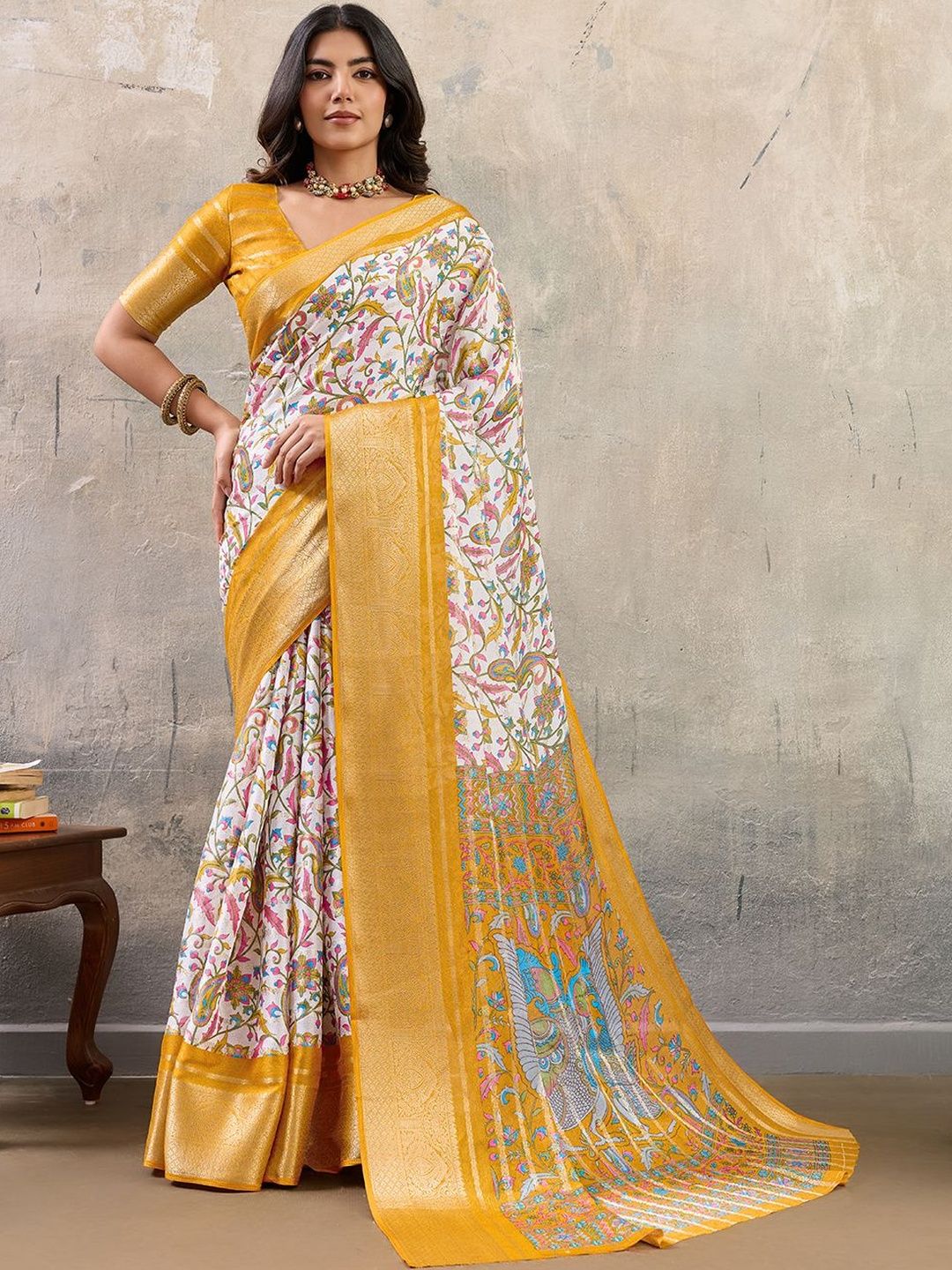 MIWA Floral Zari Art Silk Designer Banarasi Saree