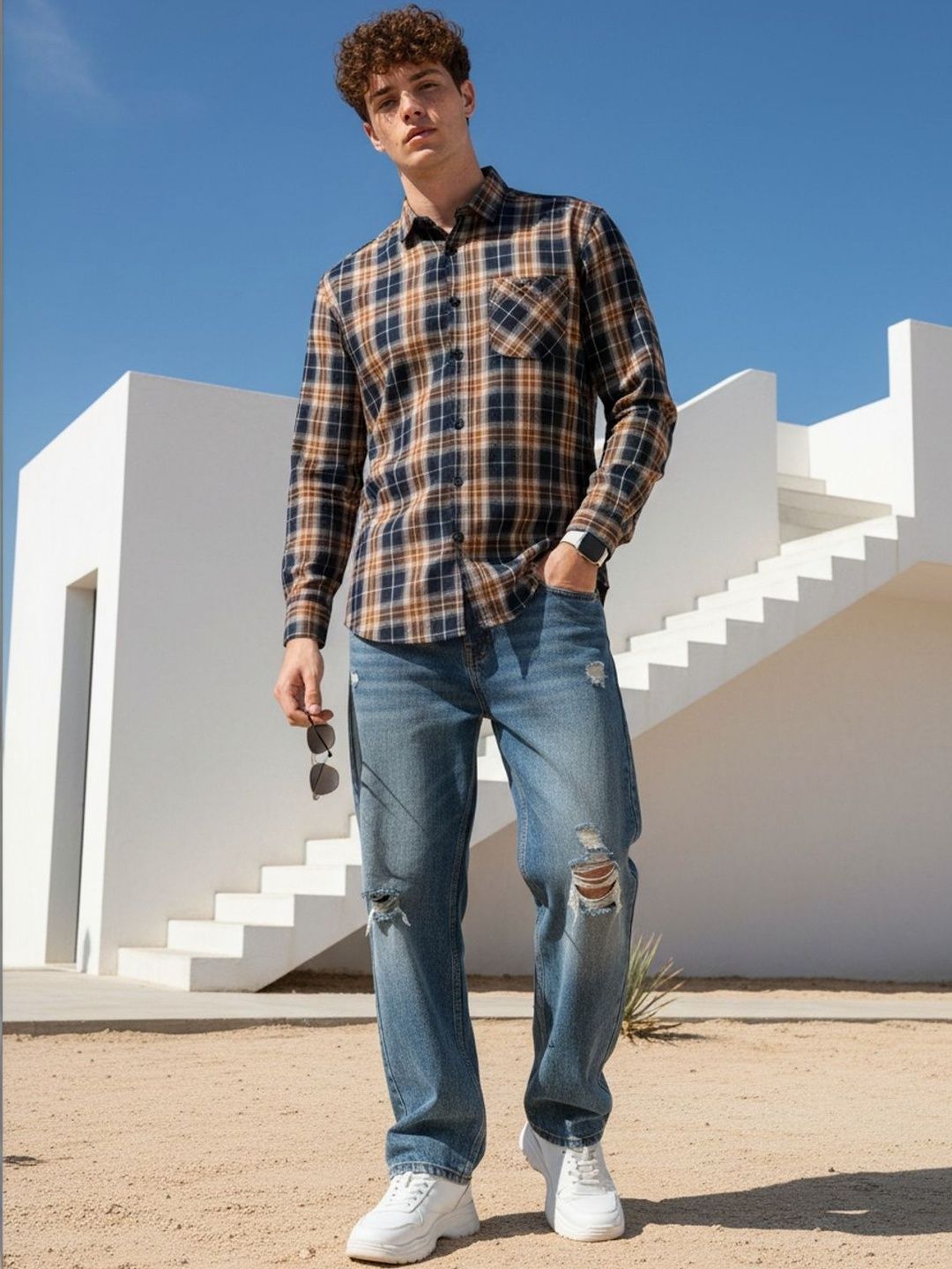 XENOR Men Regular Fit Tartan Checks Casual Shirt
