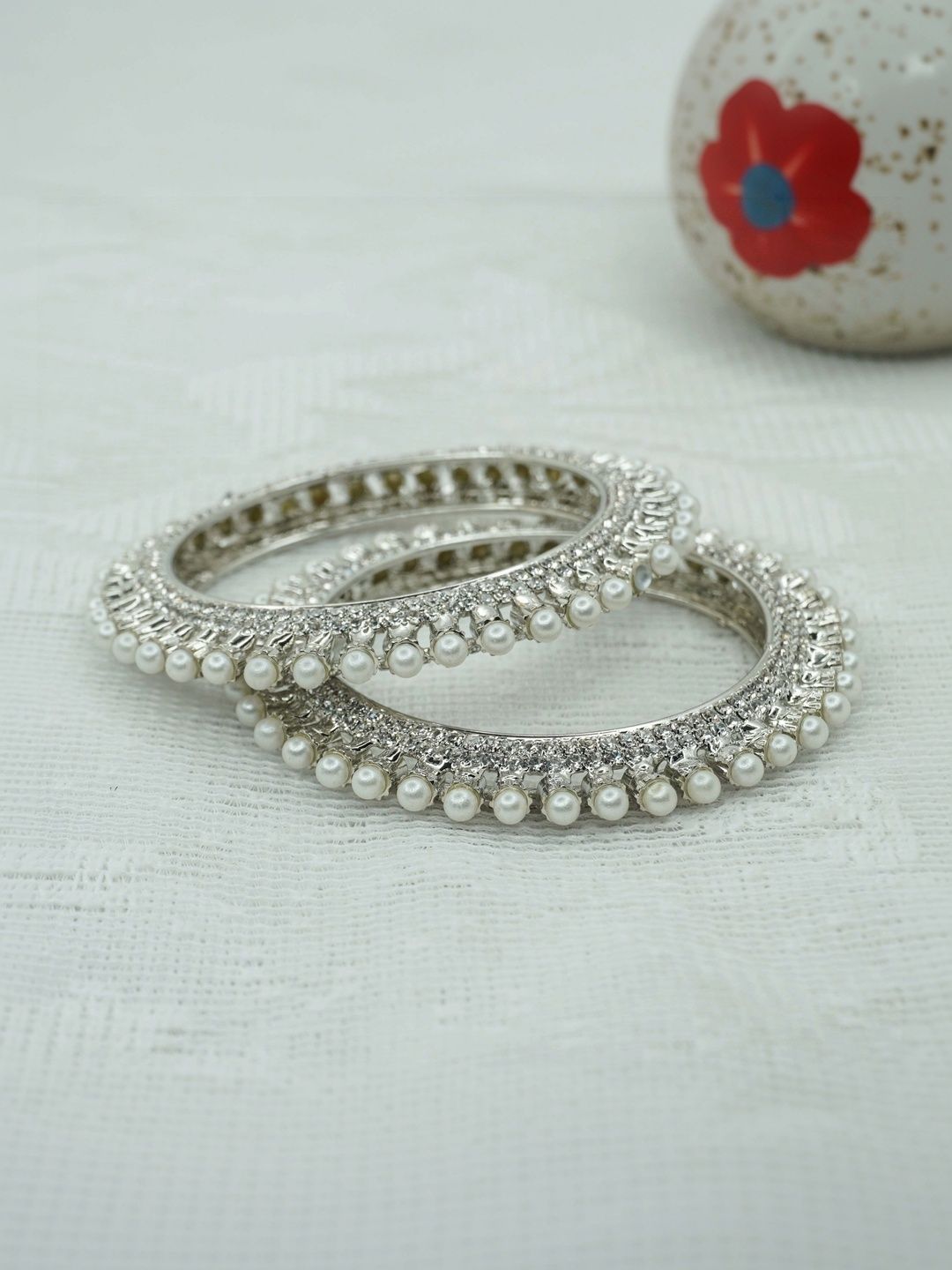 Panini jewels Set of 2 Silver-Plated Crystals Bangle
