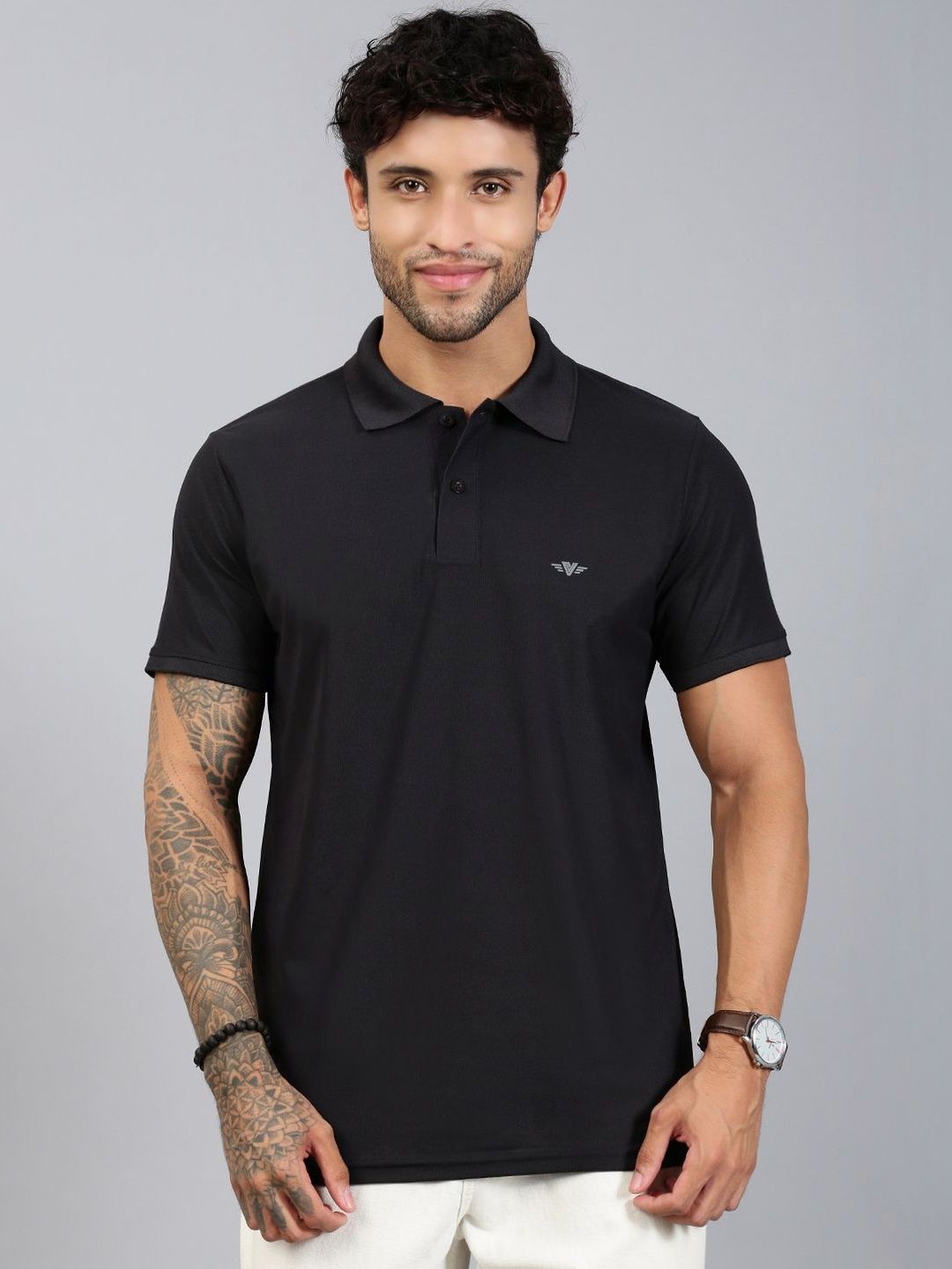 LUX VENUS Men Brand Logo Polo Collar T-shirt