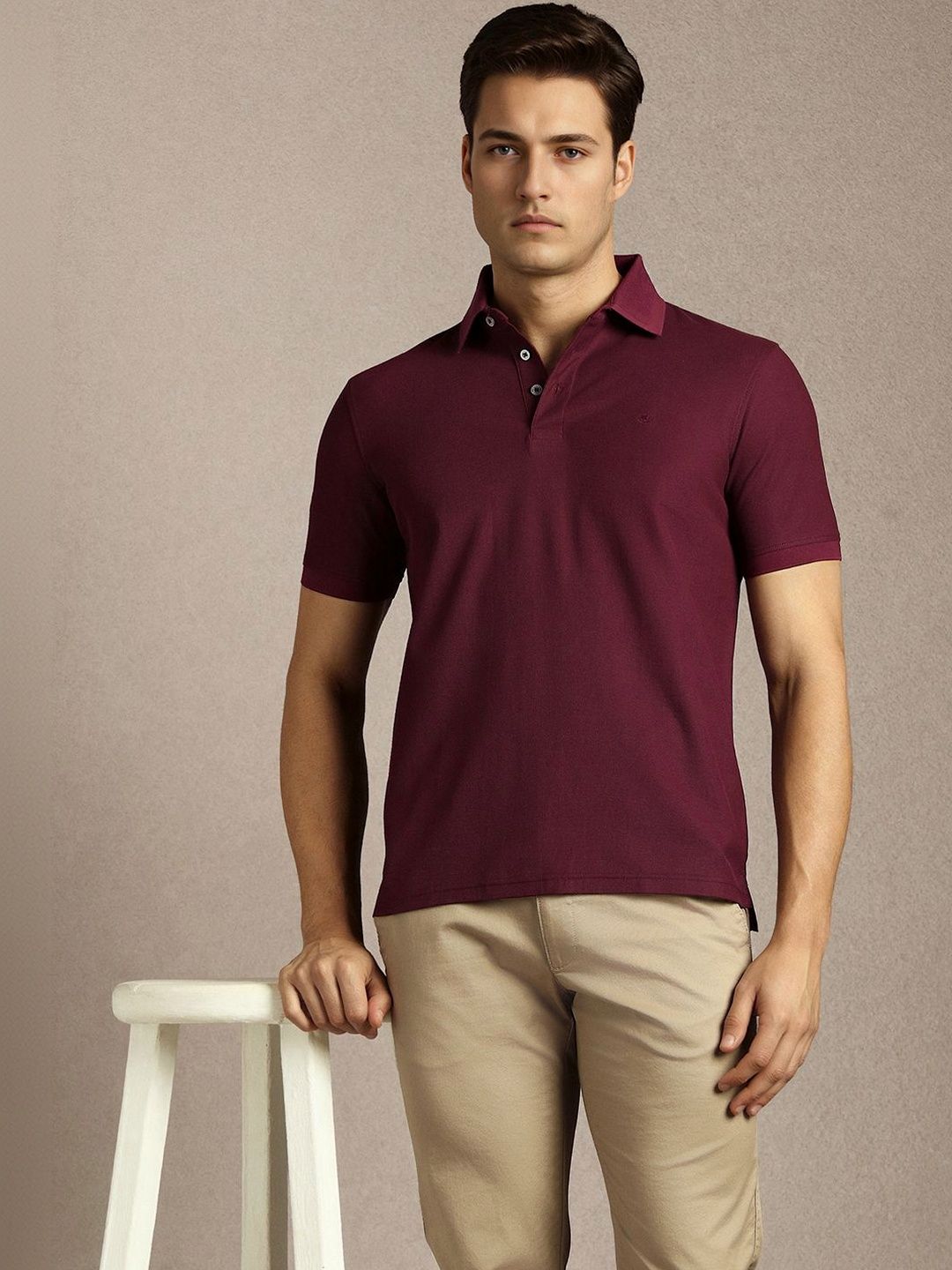 Luxure by Louis Philippe Men Polo Collar T-shirt