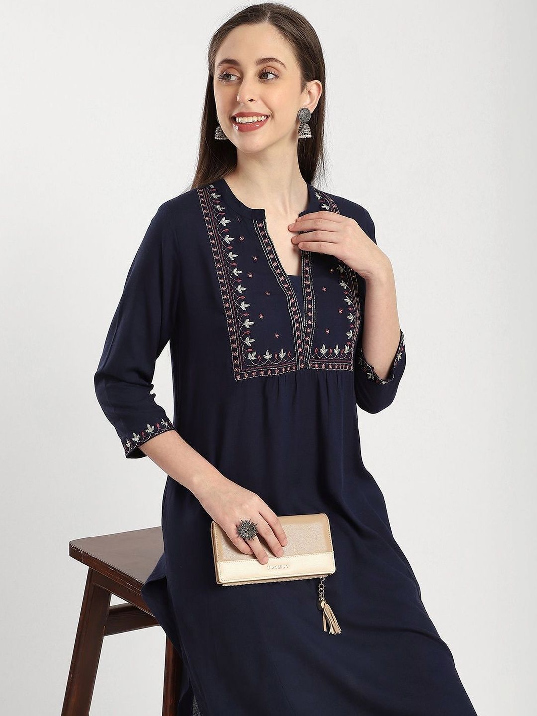 R&B Women Ethnic Motifs Embroidered Thread Work Indie Prints Kurta