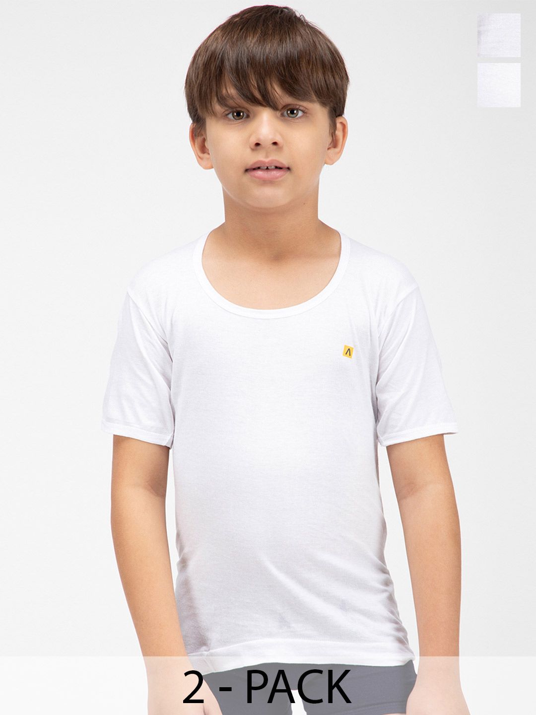 AMUL COMFY Boys Pack of 2 Cotton Half Sleeve Vest