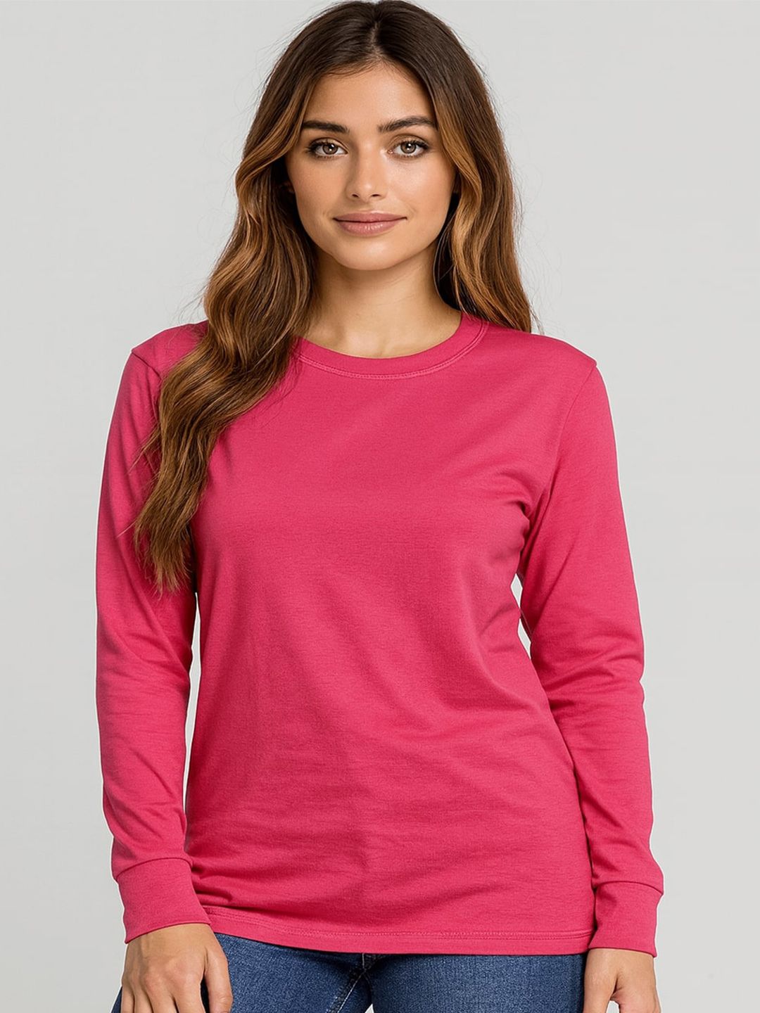 GAB Women Solid Round Neck Pure Cotton T-shirt
