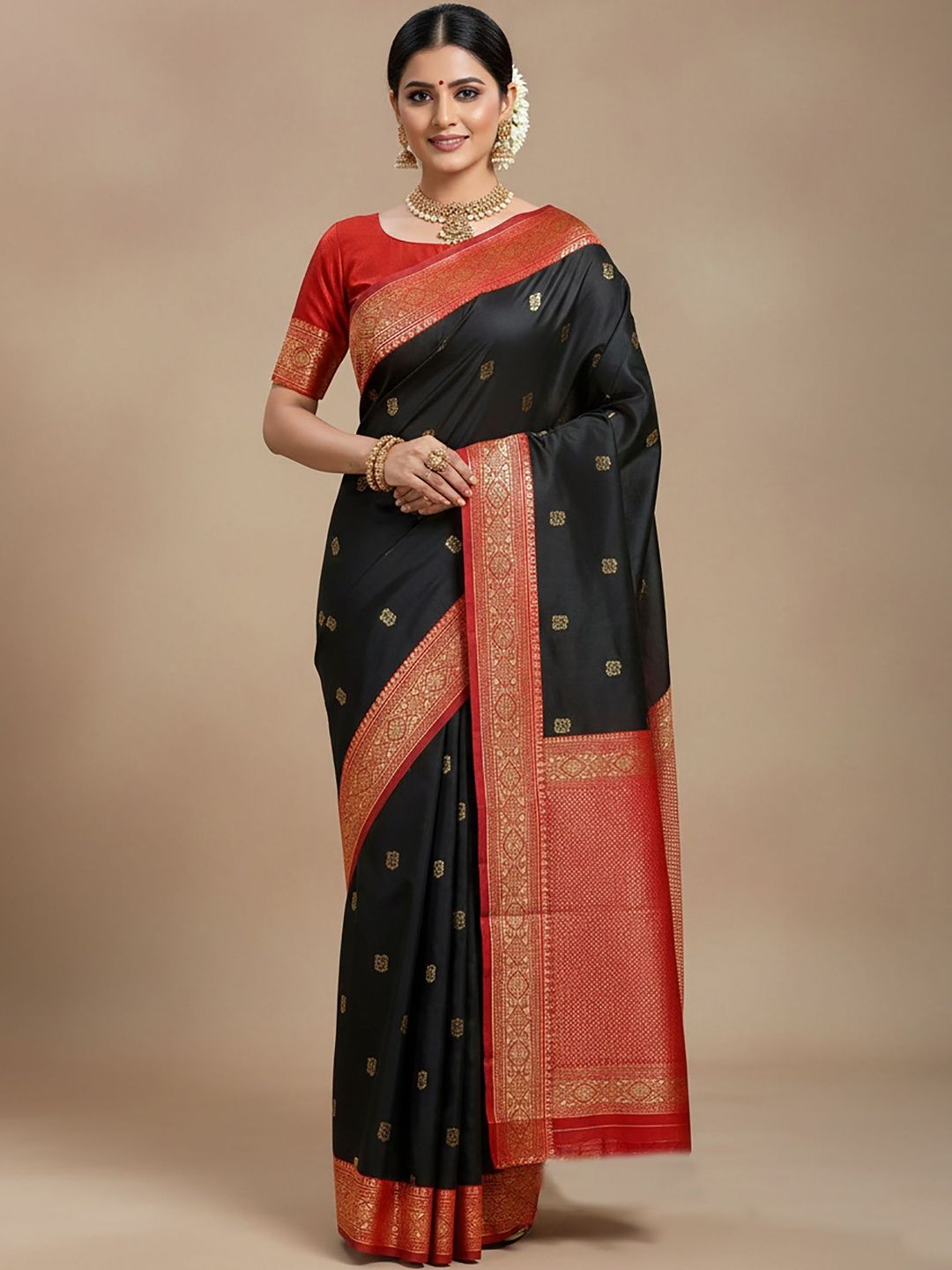 AMRUTKALA SAREES Woven Design Zari Silk Blend Heavy Work Banarasi Saree