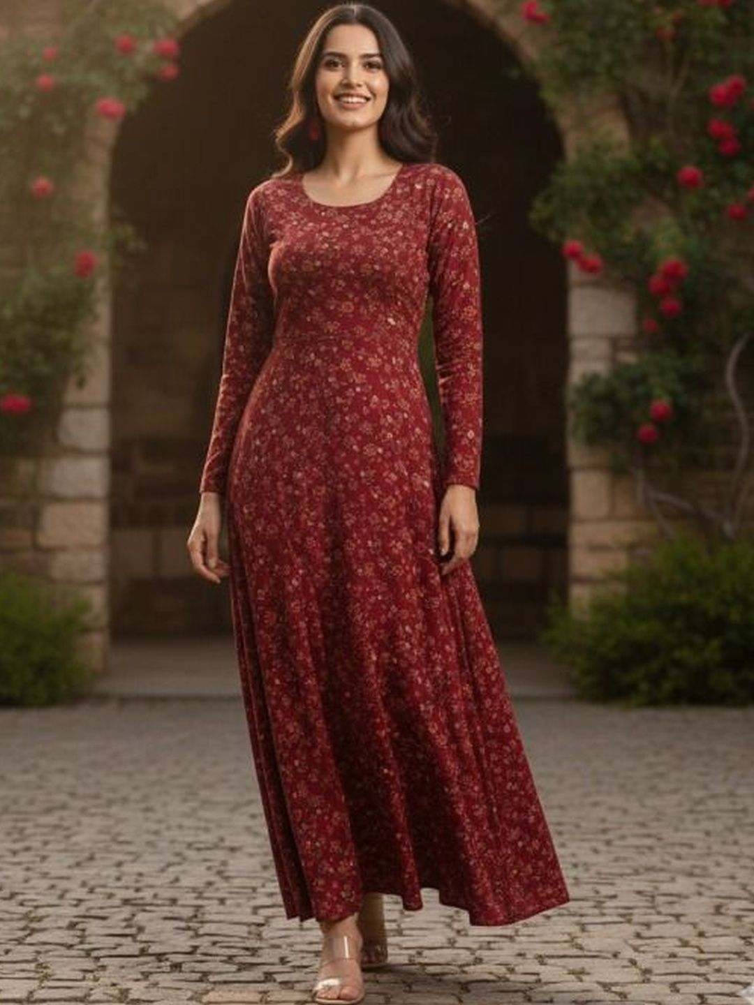 DHAKRE FASHION Floral Print Fit & Flare Maxi Dress