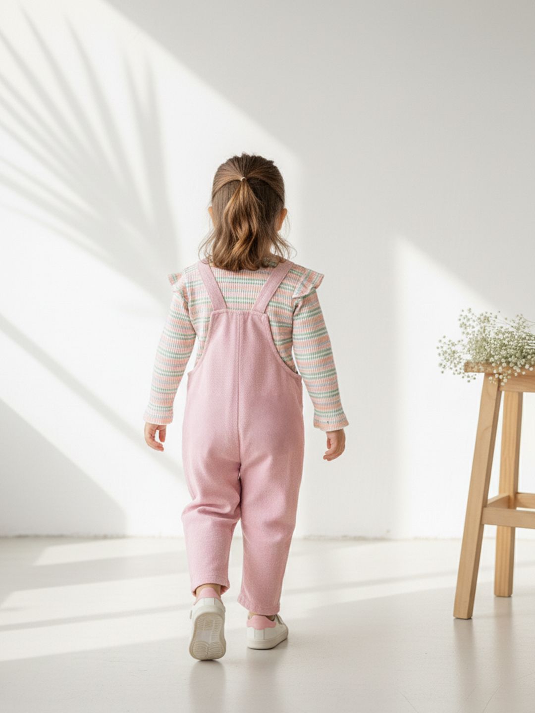 Kids Girls Applique Dungarees With T-Shirt & Pouch 4