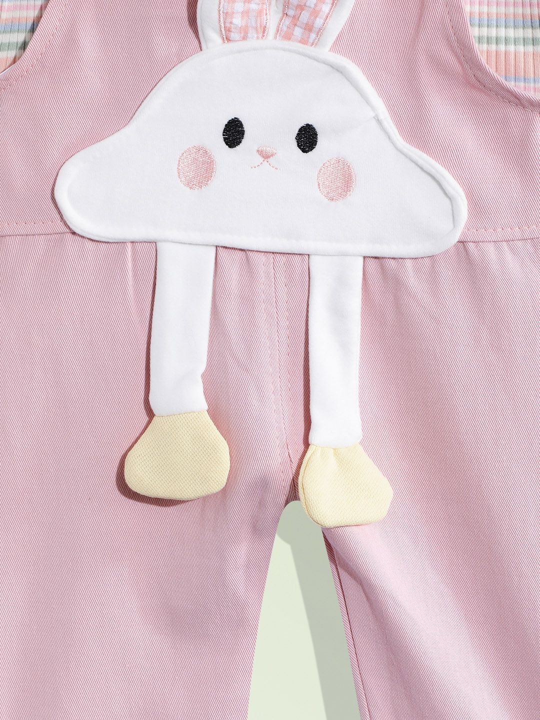 Kids Girls Applique Dungarees With T-Shirt & Pouch 6