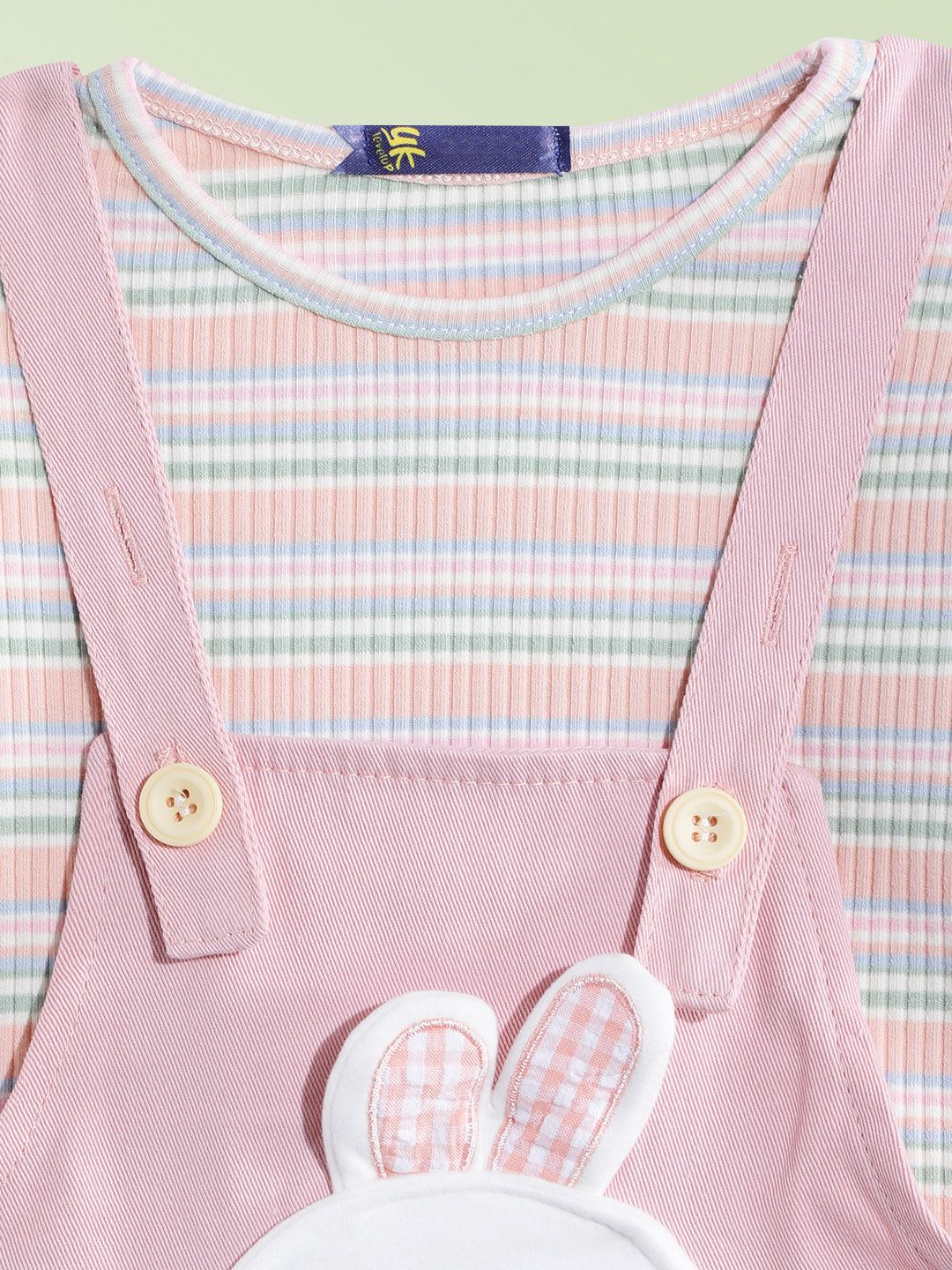 Kids Girls Applique Dungarees With T-Shirt & Pouch 5