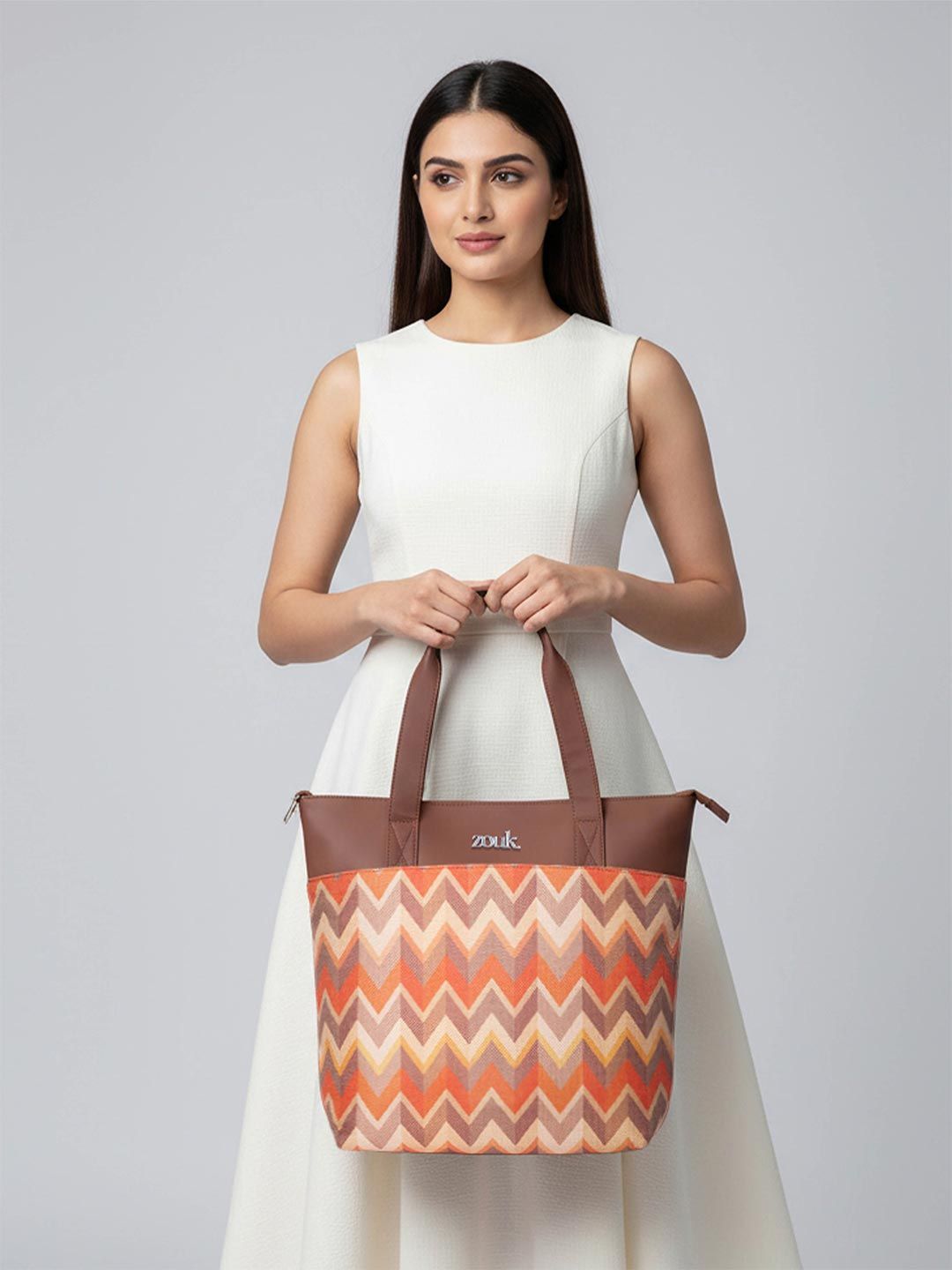 Buy ZOUK Tidal Wave Geometric Printed Jute Oversized Shopper Tote Bag -  - Accessories for Women