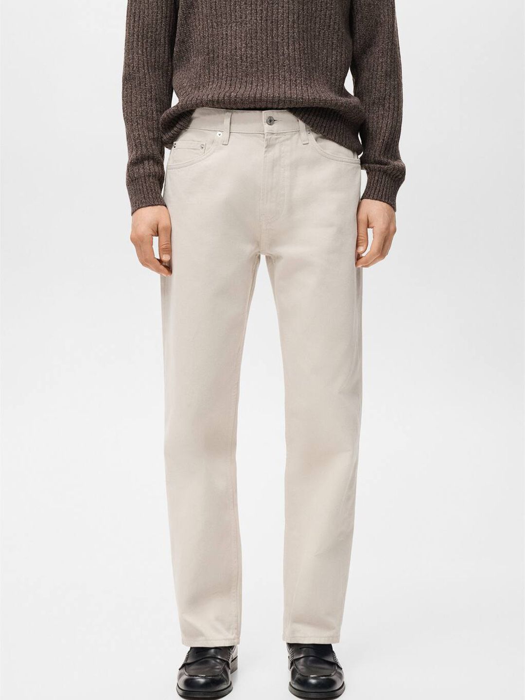 MANGO MAN Mid-Rise Pure Cotton Straight Fit Jeans