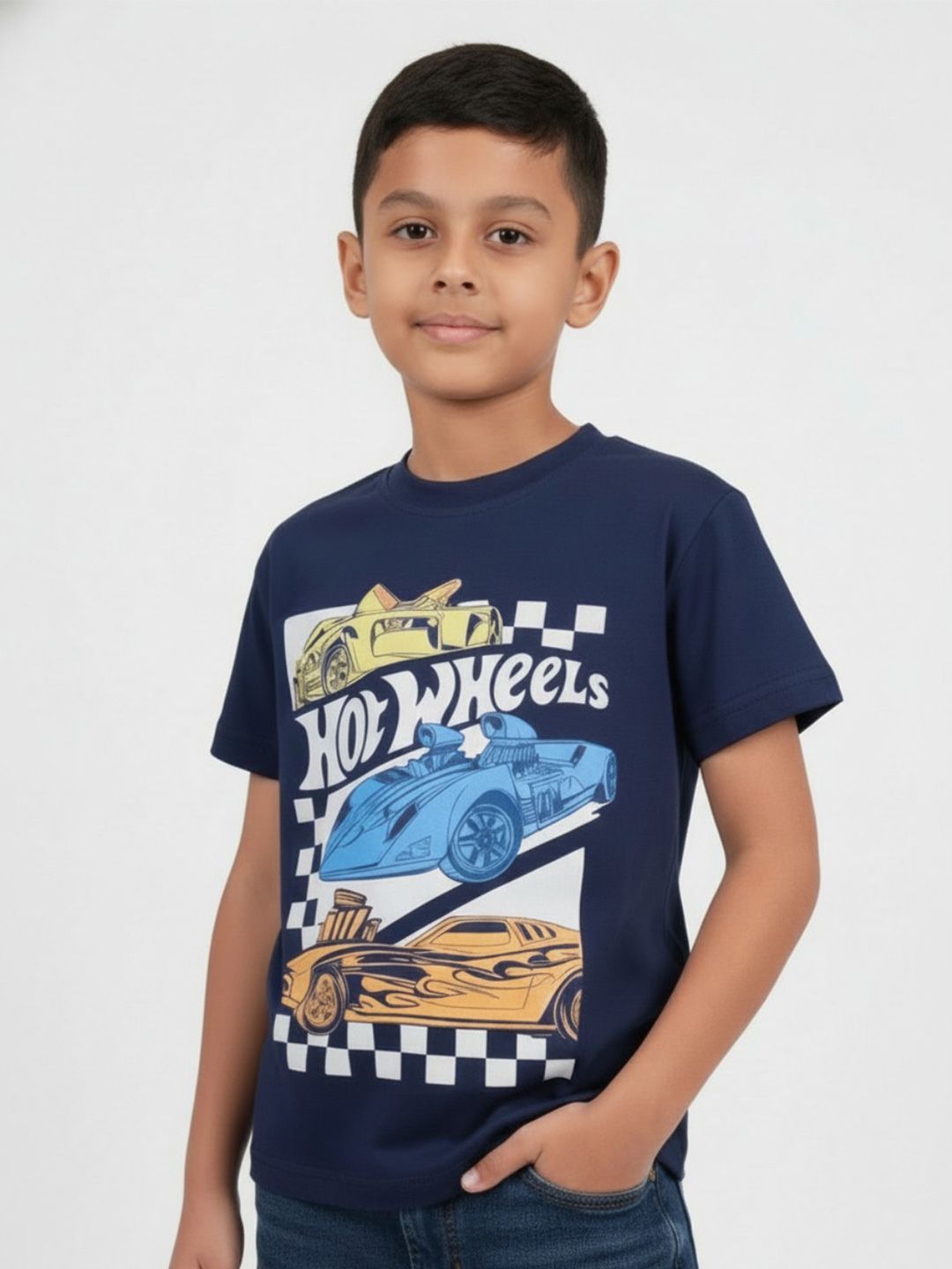 Grit N Groove Boys Hot Wheels Graphic Printed Round Neck Cotton T-shirt