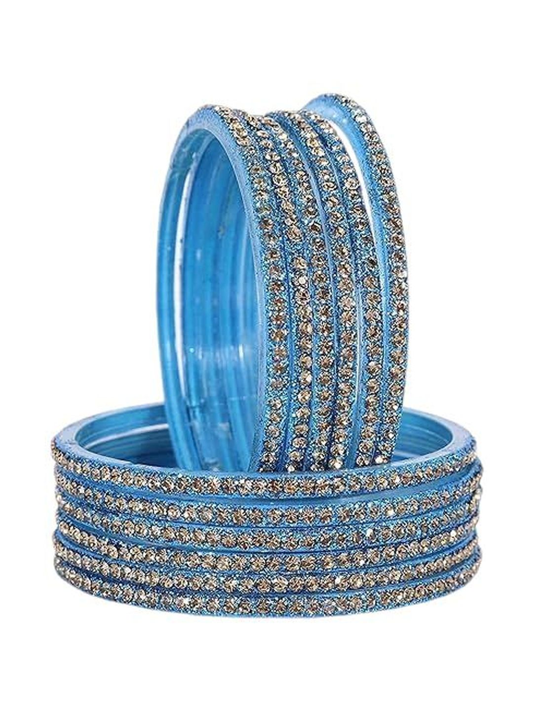 BEG FASHION Set Of 12 Zirconia Gemstone-Studded Bangles