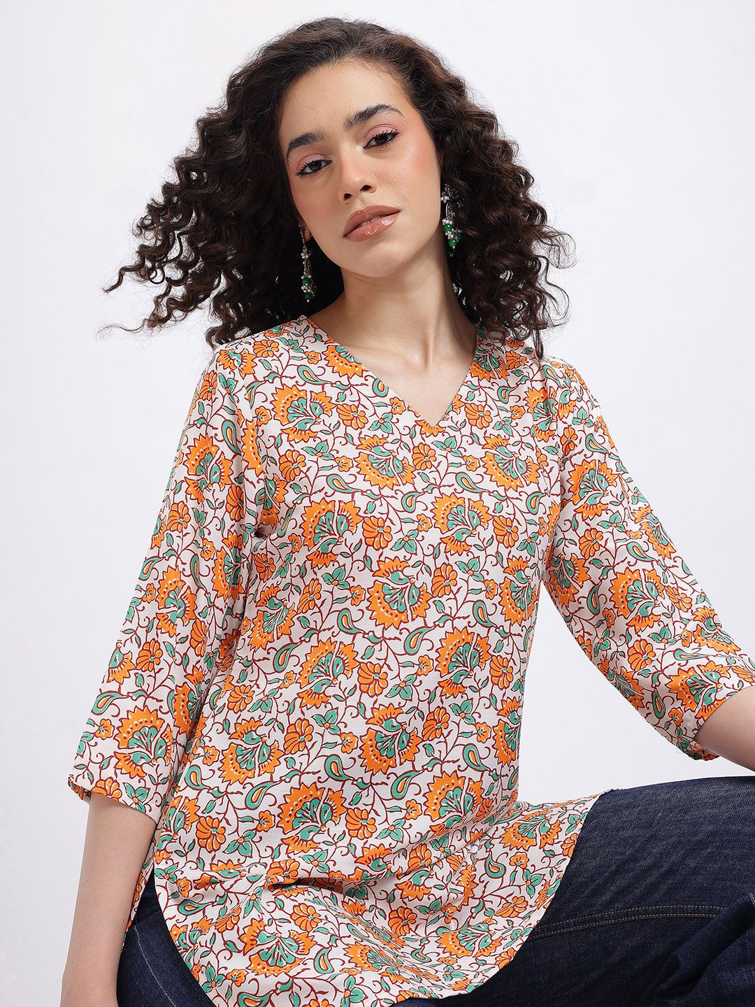 Anouk Rustic Floral Print Short Kurti