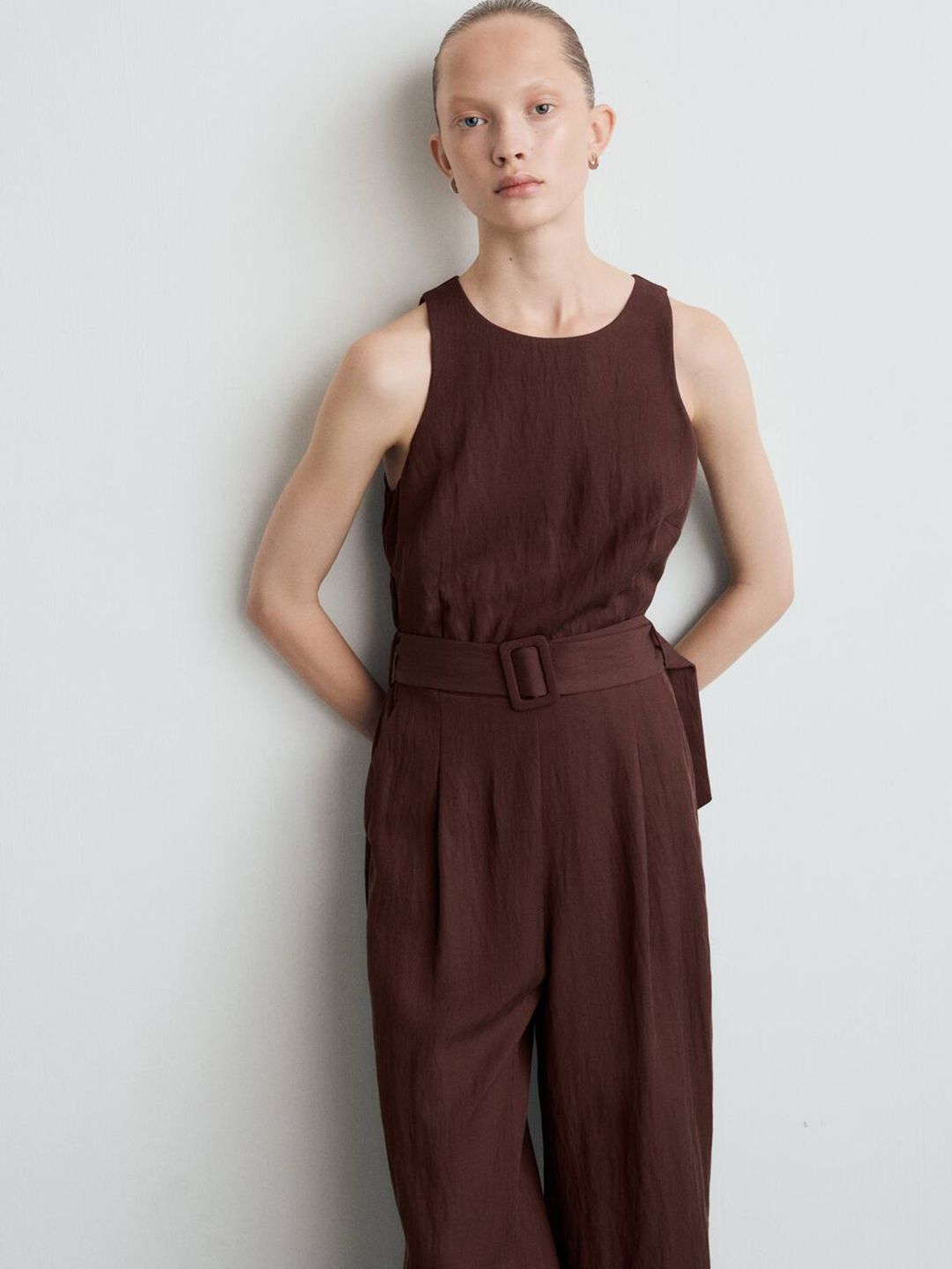 MANGO Lyocell-blend Jumpsuit with Belt