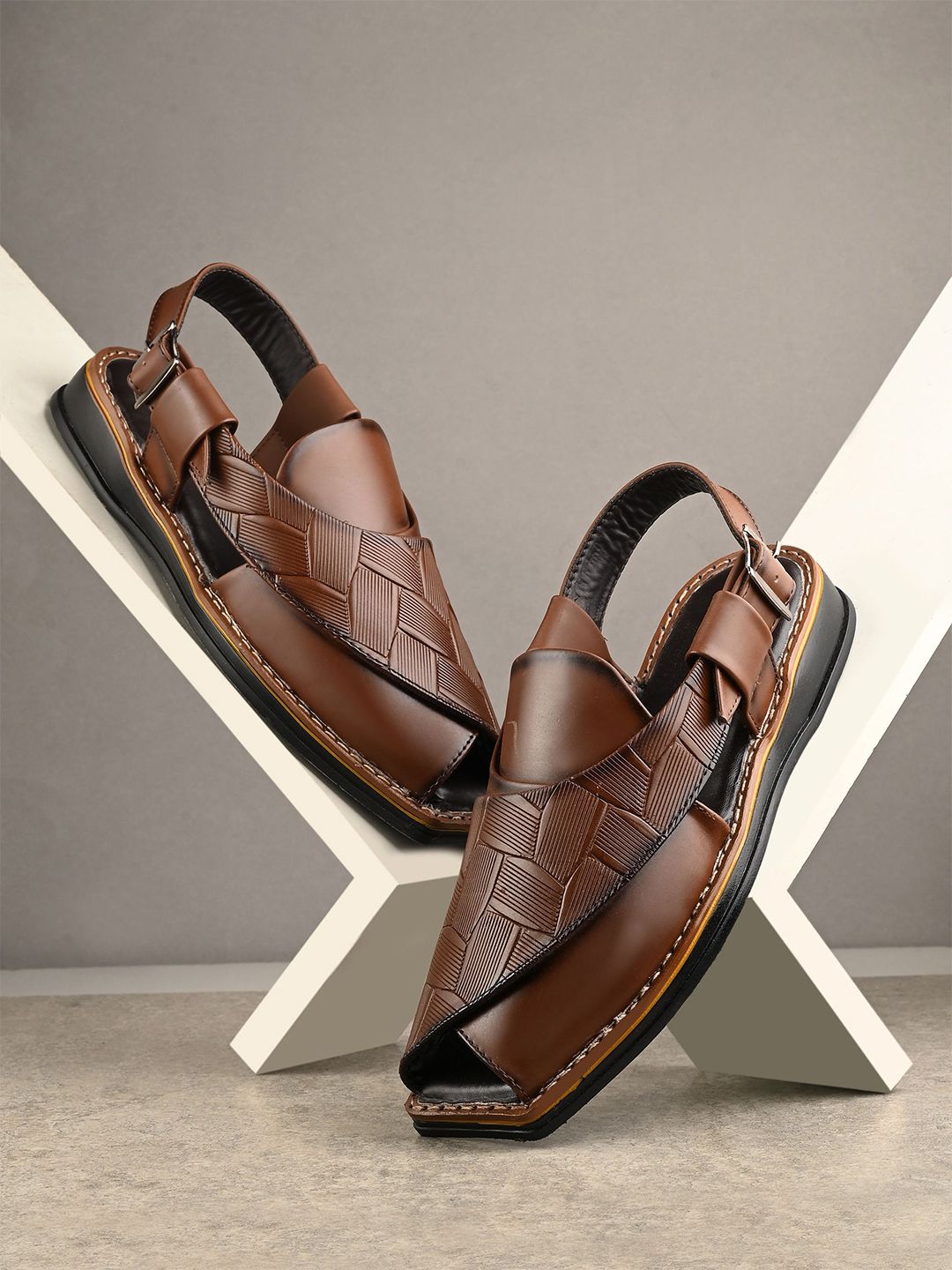 Provogue Men Textured Comfort Sandals