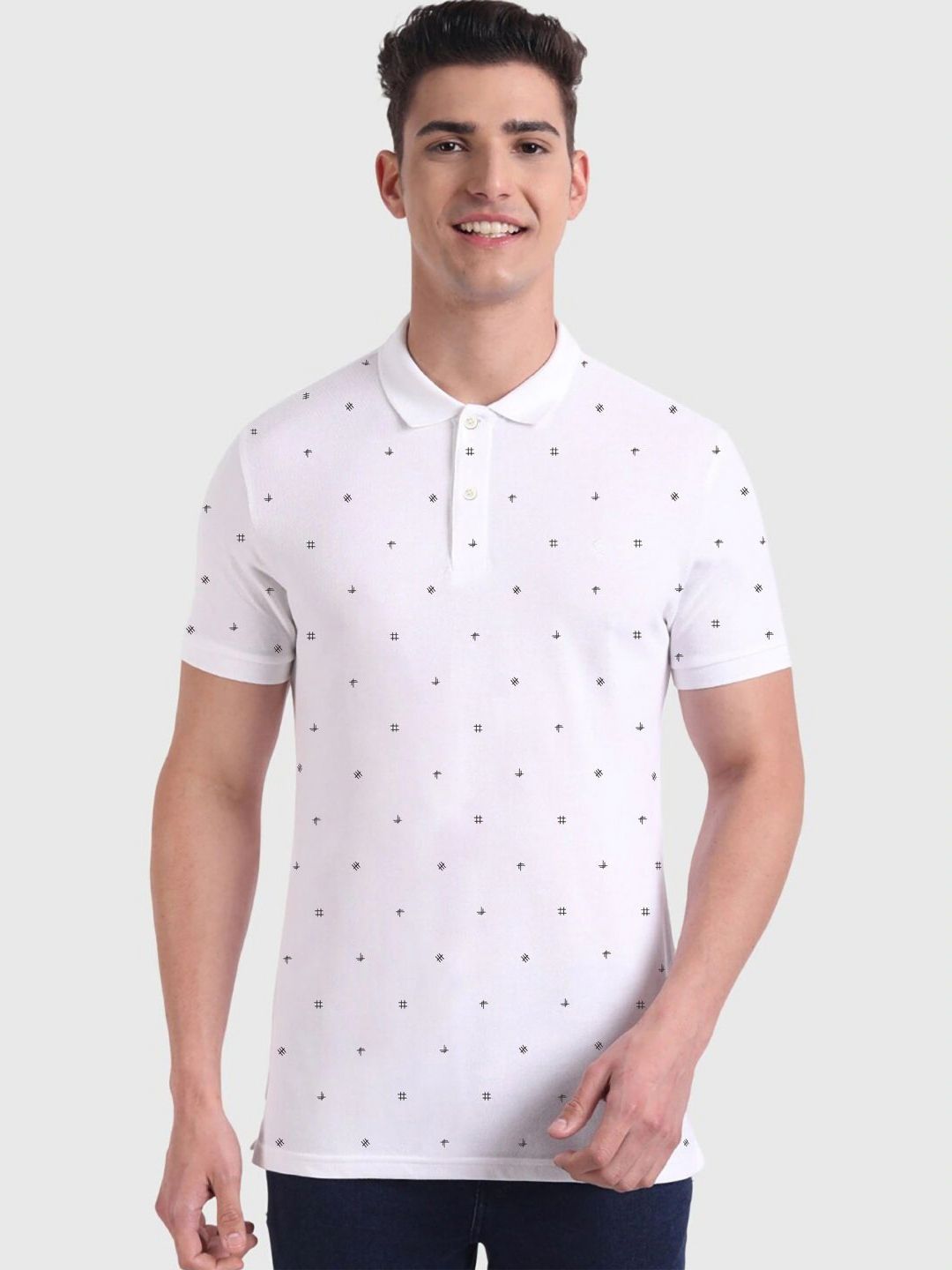 MERRIMENT Men Conversational Printed Polo Collar Cotton T-shirt