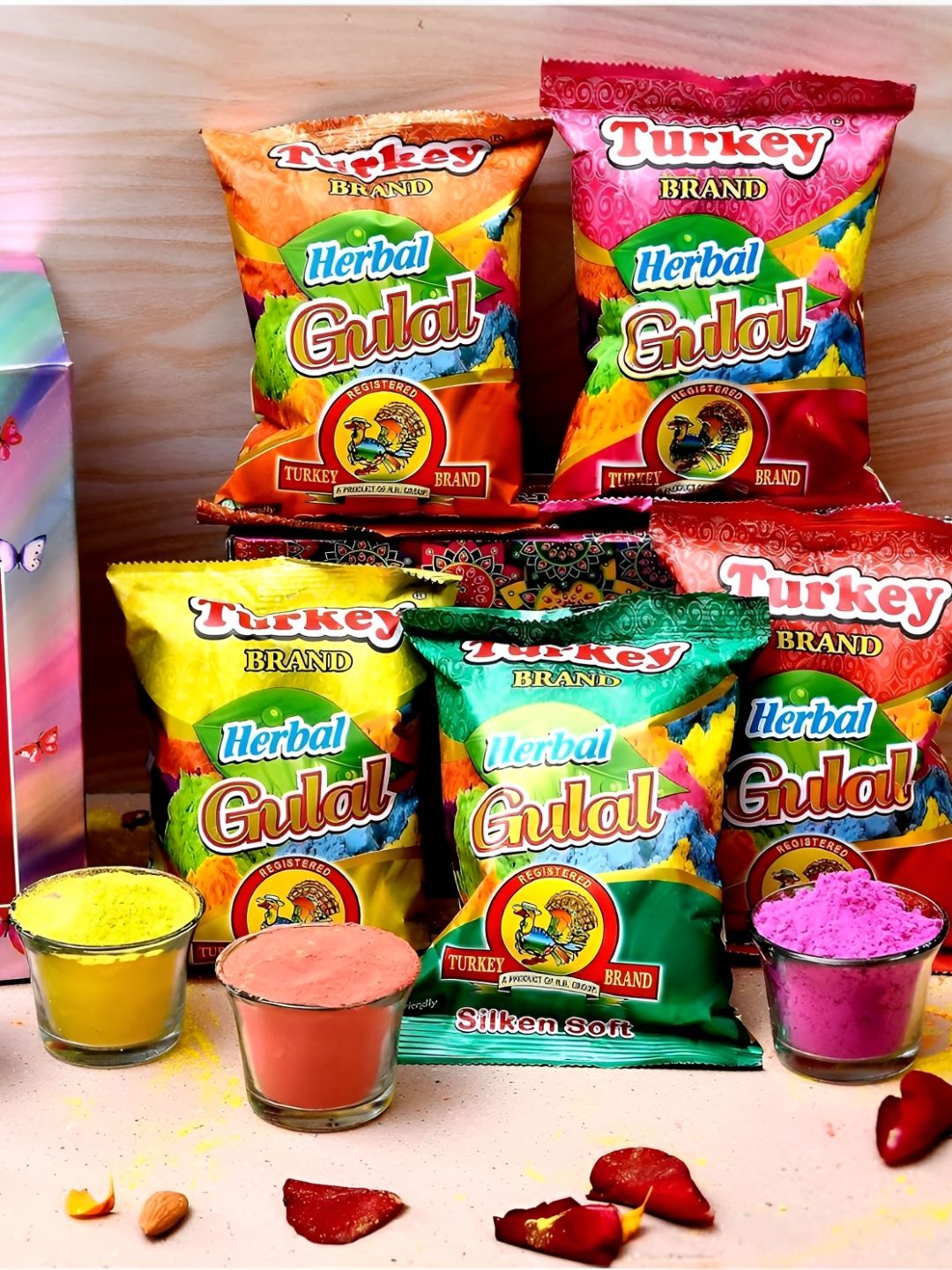 CraftVatika 5Pc Green Yellow Eco Friendly Gulal Colors