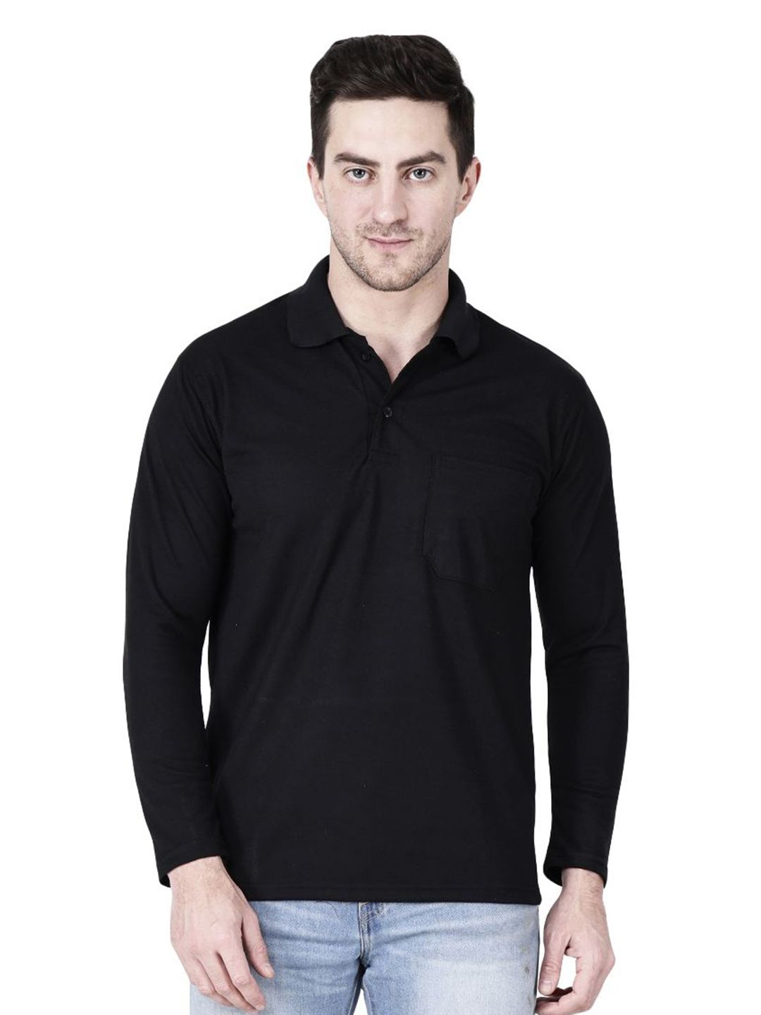 SAIKSA FASHION Men Regular Fit Solid Polo Collar Cotton T-shirt