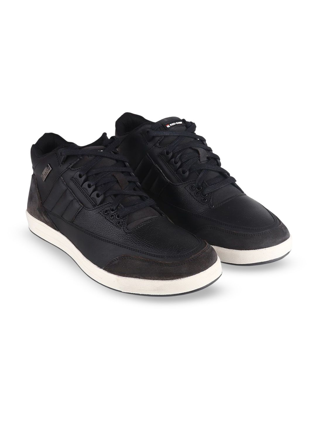 Red Chief Men Black Leather Casual Sneakers