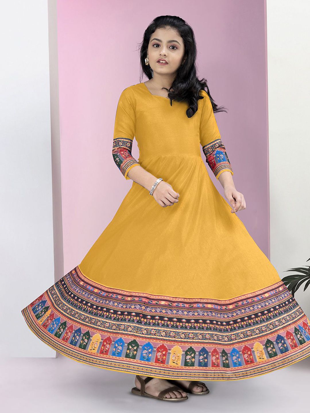 Girls Digital Printed Anarkali Maxi Dress 6