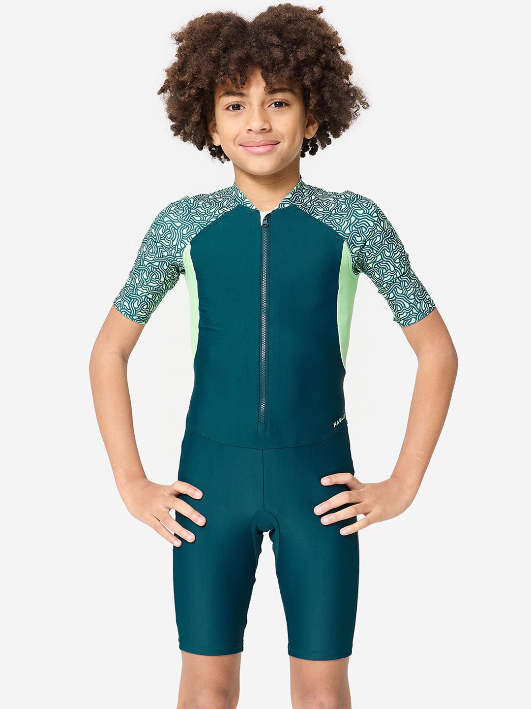 Decathlon Nabaiji - Boys Green Shorty 100 Quick Dry Swimsuits