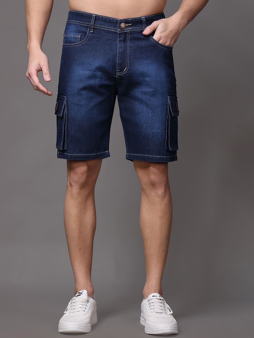 ZAYSH Men Regular Fit Mid-Rise Denim Shorts