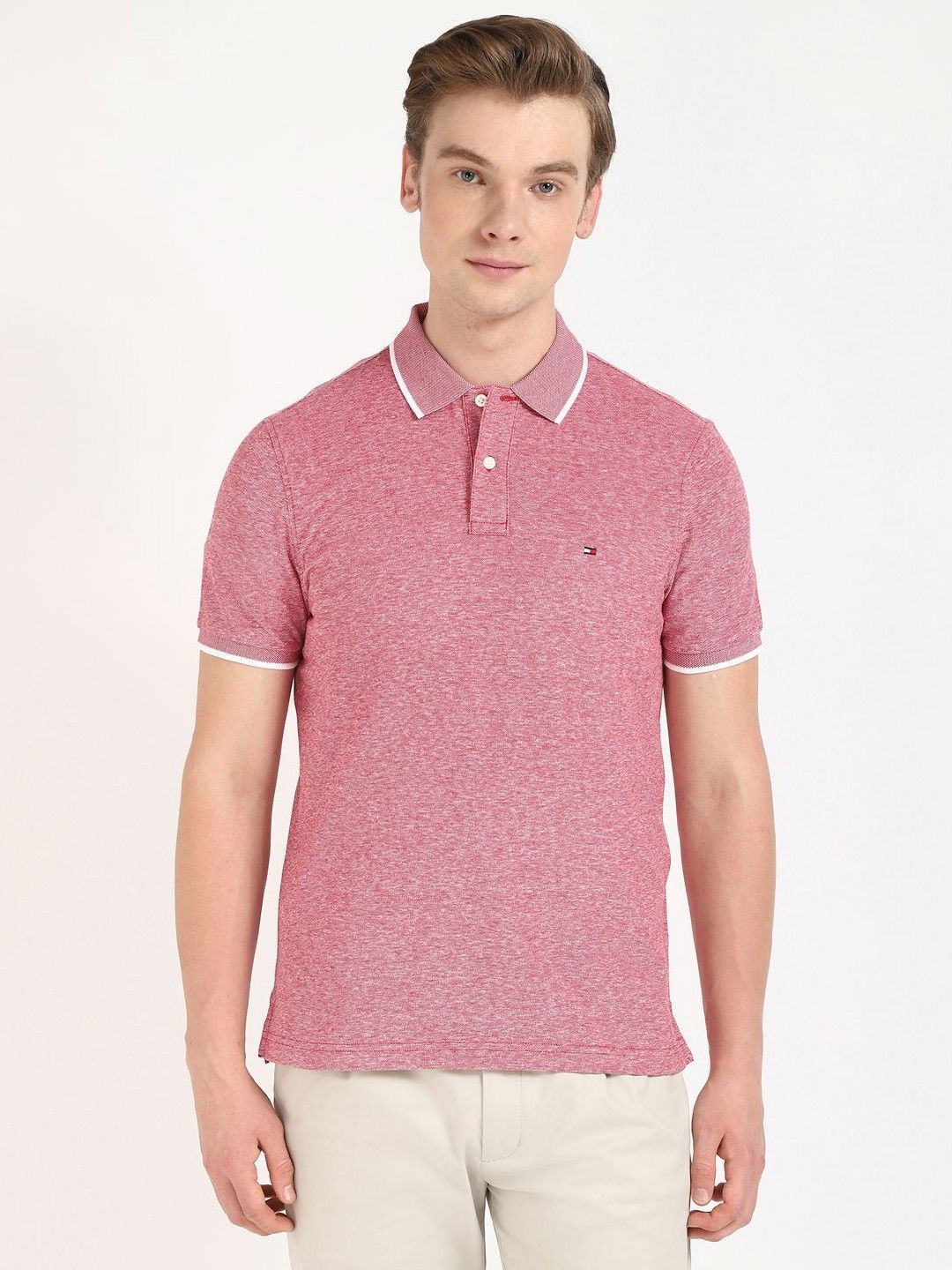 Tommy Hilfiger Men Solid Polo Collar Cotton T-shirt