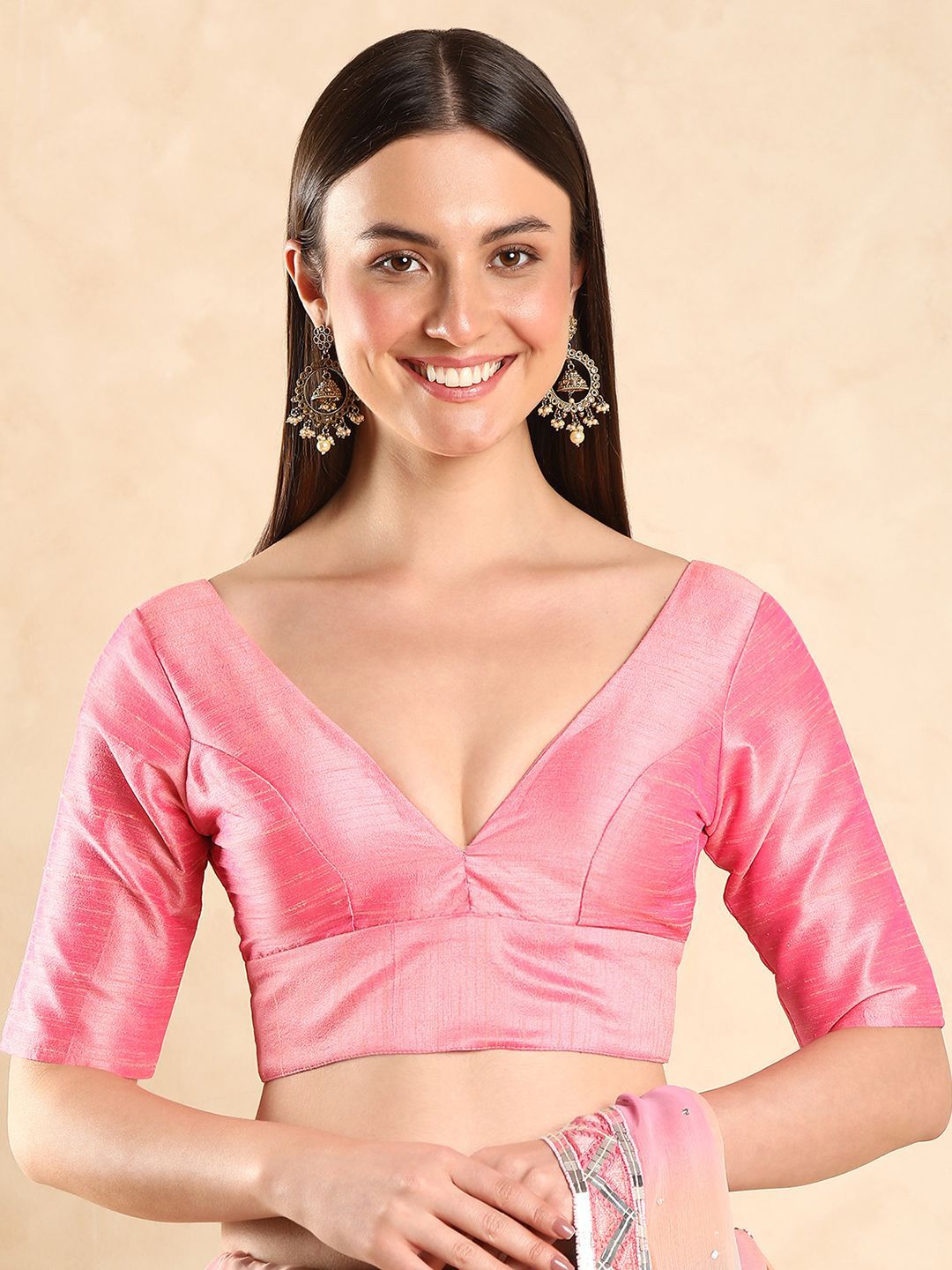 Niraha Silk Padded V-Neck Saree Blouse