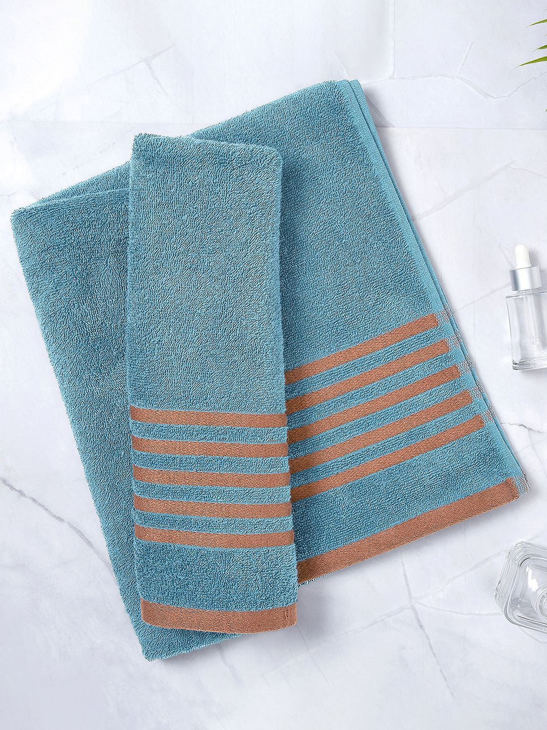 Layers Basicx Blue & Red Striped Pure Cotton 380 GSM Bath Towel