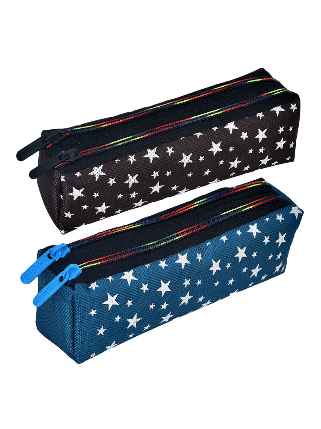 Kuber Industries Kids Pack Of 2 Star Printed Two Zipper Pencil Utility Pouchs Stationery