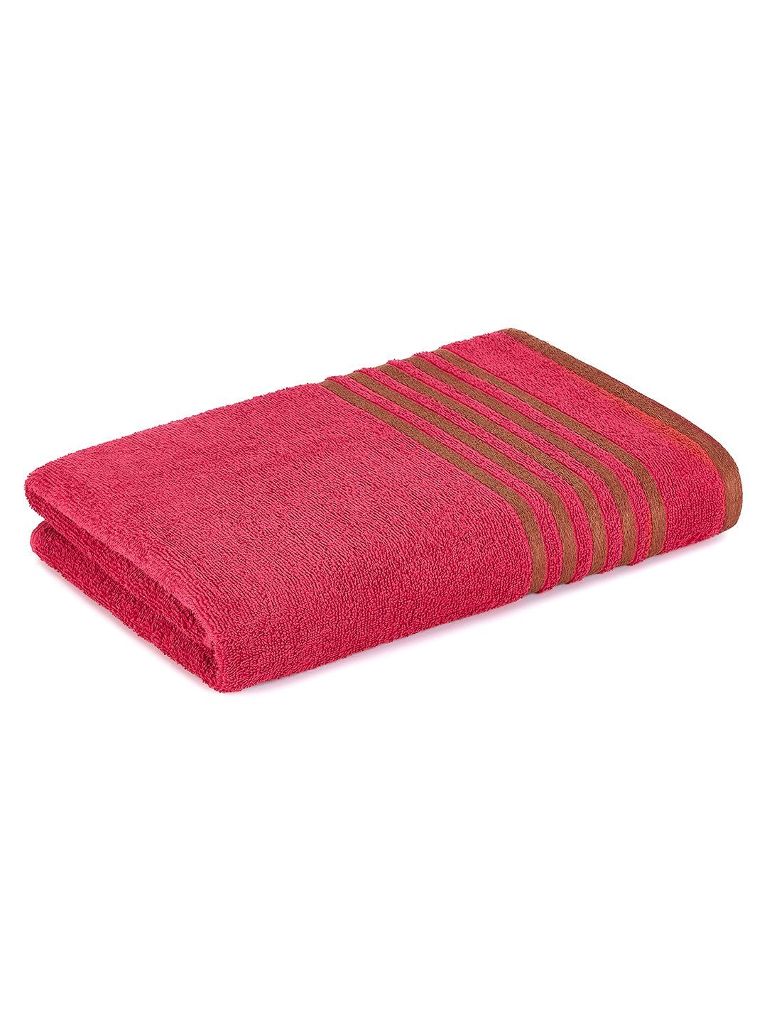 Layers Red & Beige Striped Pure Cotton 380 GSM Bath Towel