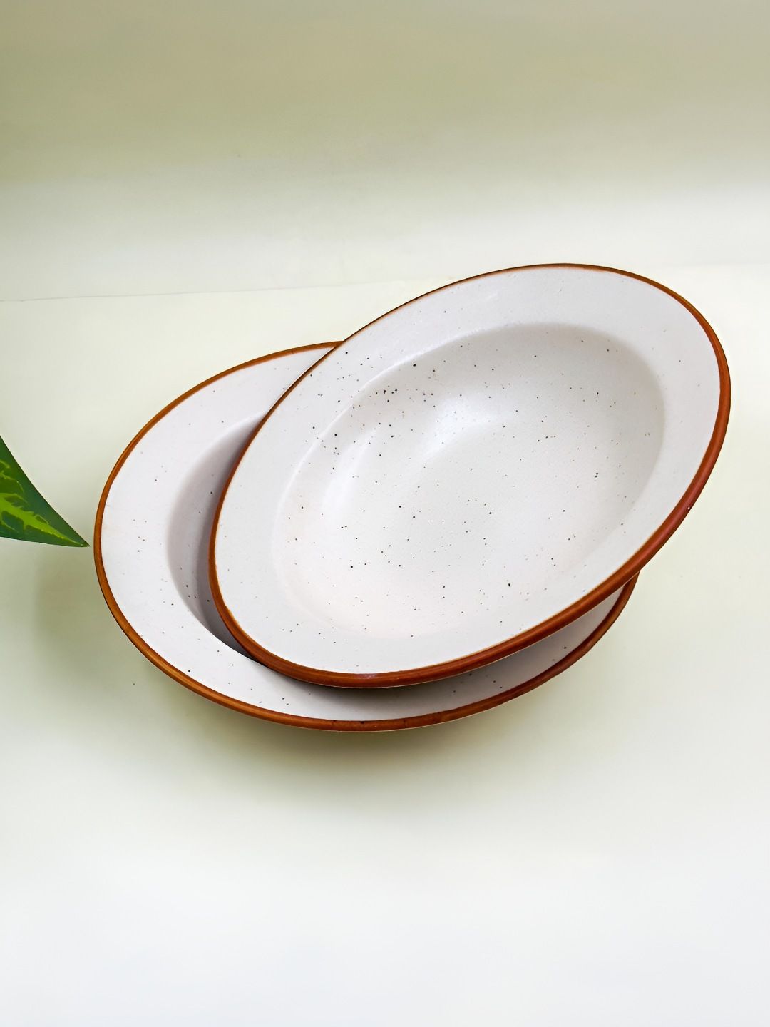 Lupaava White 2 Pieces Ceramic Dishwasher Safe Soup Plates