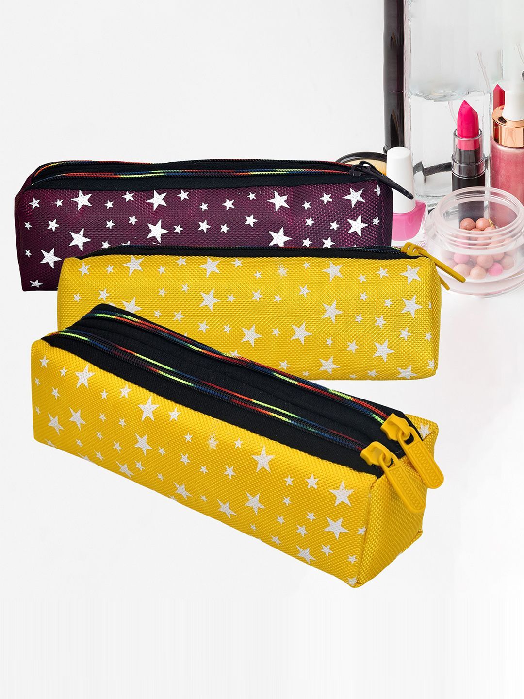 Kuber Industries Pack Of 3 Printed Storage Jewellery Utility Pouch