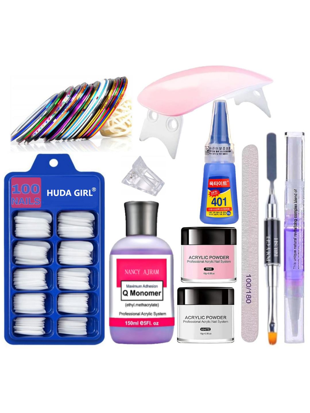 NANCY AJRAM Set Of 20 Artificial Nail Extension Art & Care Kit