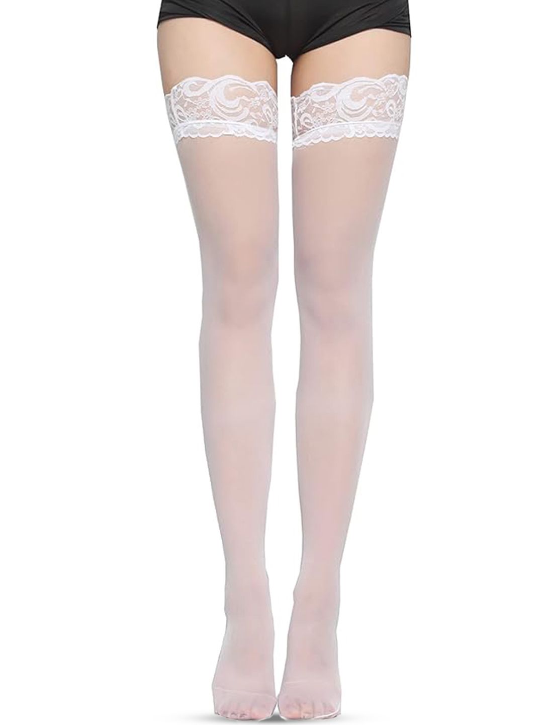 NESKA MODA High Rise Lace Transparent Stockings