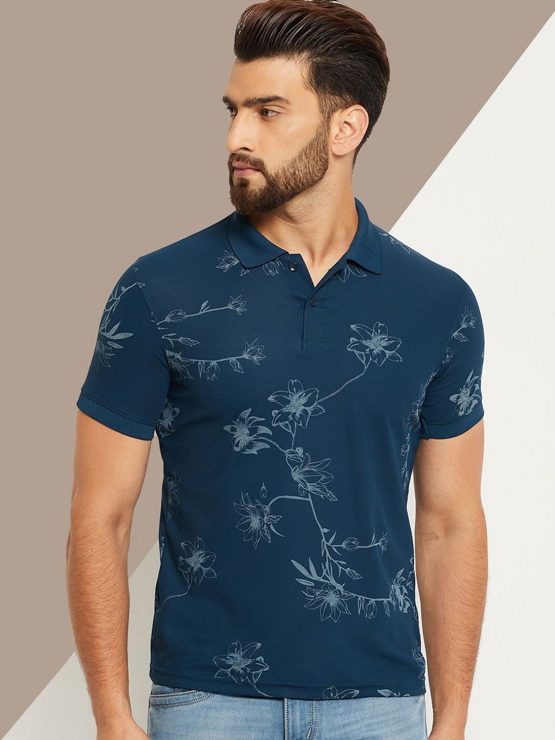 OGEN Men Printed Polo Collar Pockets T-shirt