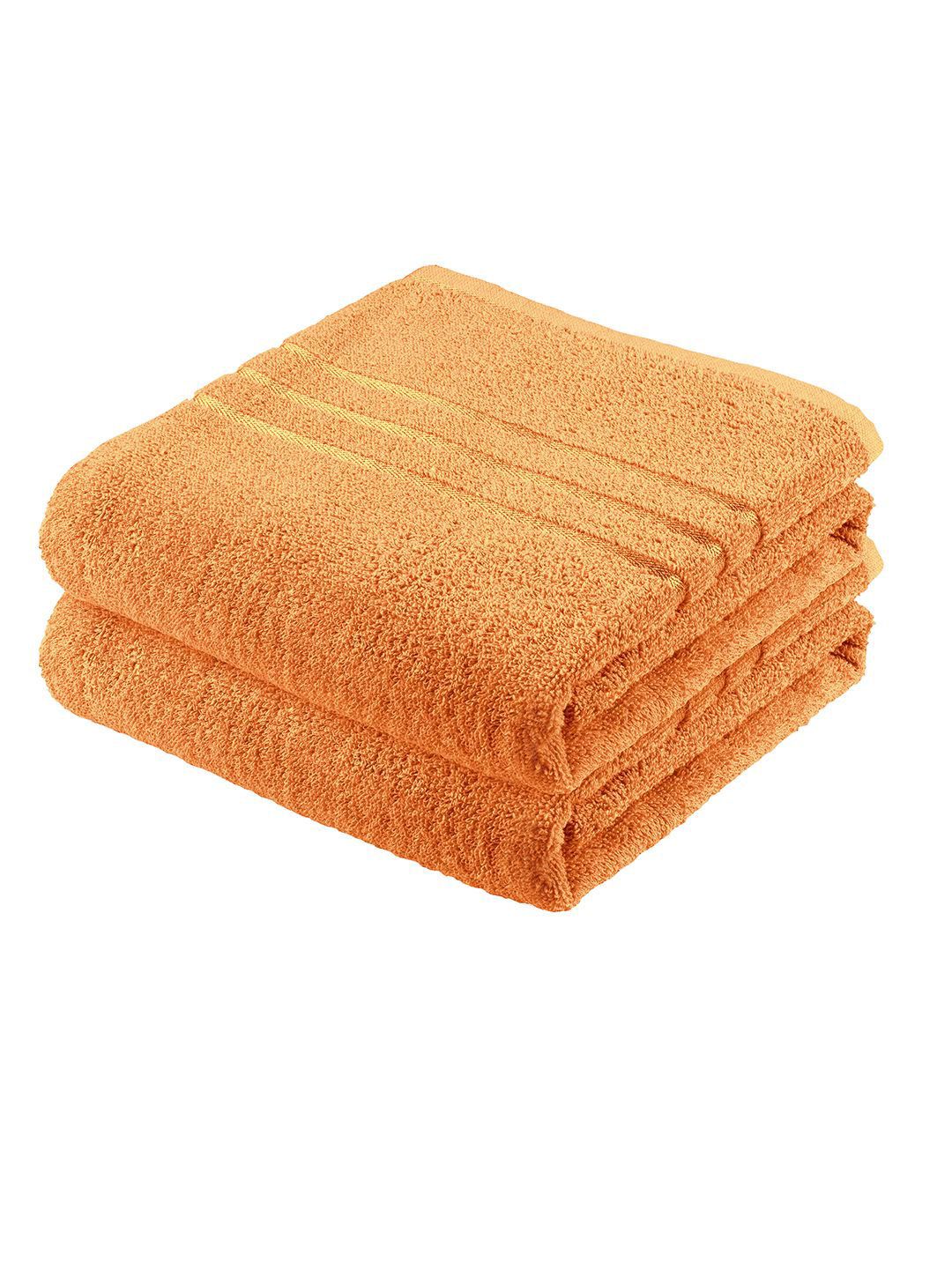 Story@home Yellow Solid Cotton 450GSM Breathable 2PCs Adult Regular Bath Towel-16x24In