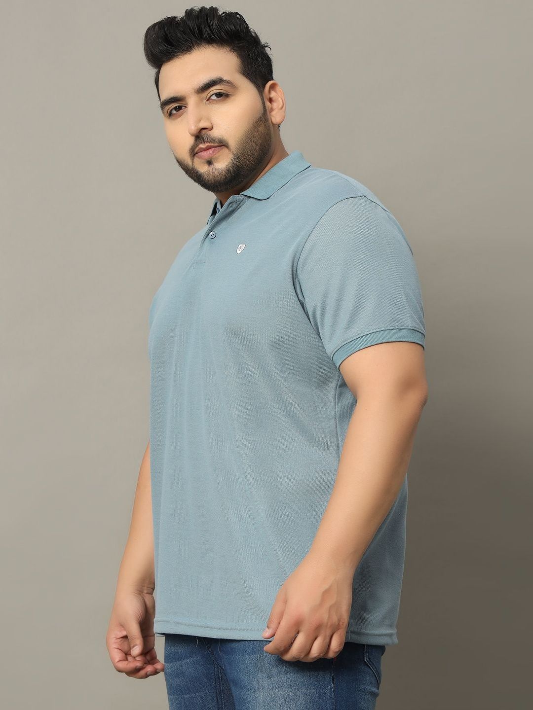 OGEN Men Polo Collar Raw Edge T-shirt