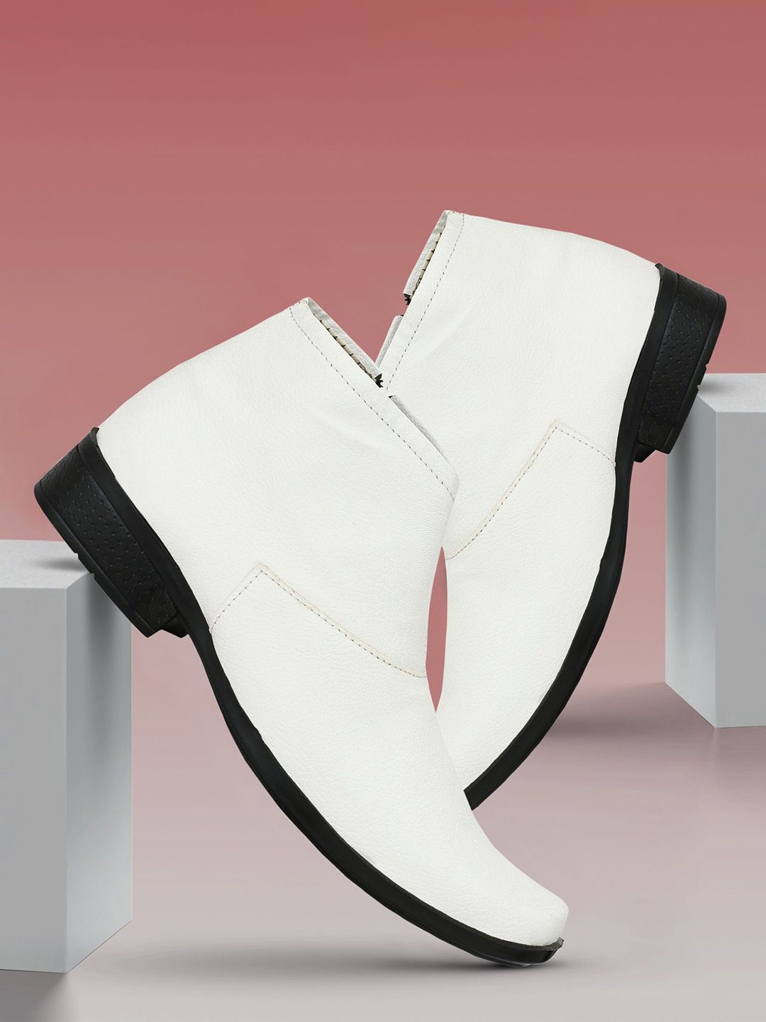 Buy Shoe Island Men Leatherette IM8200 White Mid Ankle Length PU Shoes -  - Footwear for Men