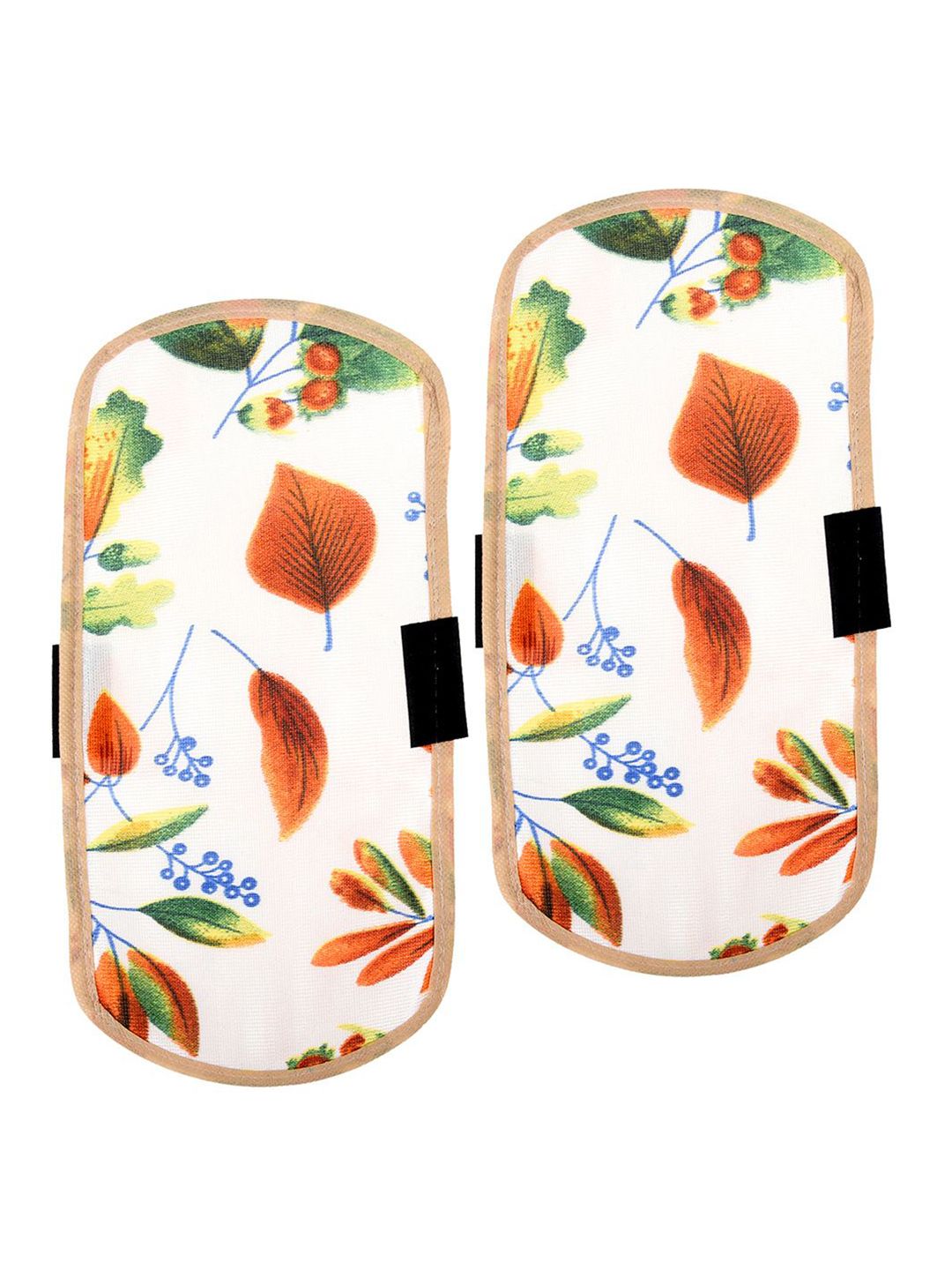 Kuber Industries White & Green 2 Pieces Printed Fridge Handle Covers