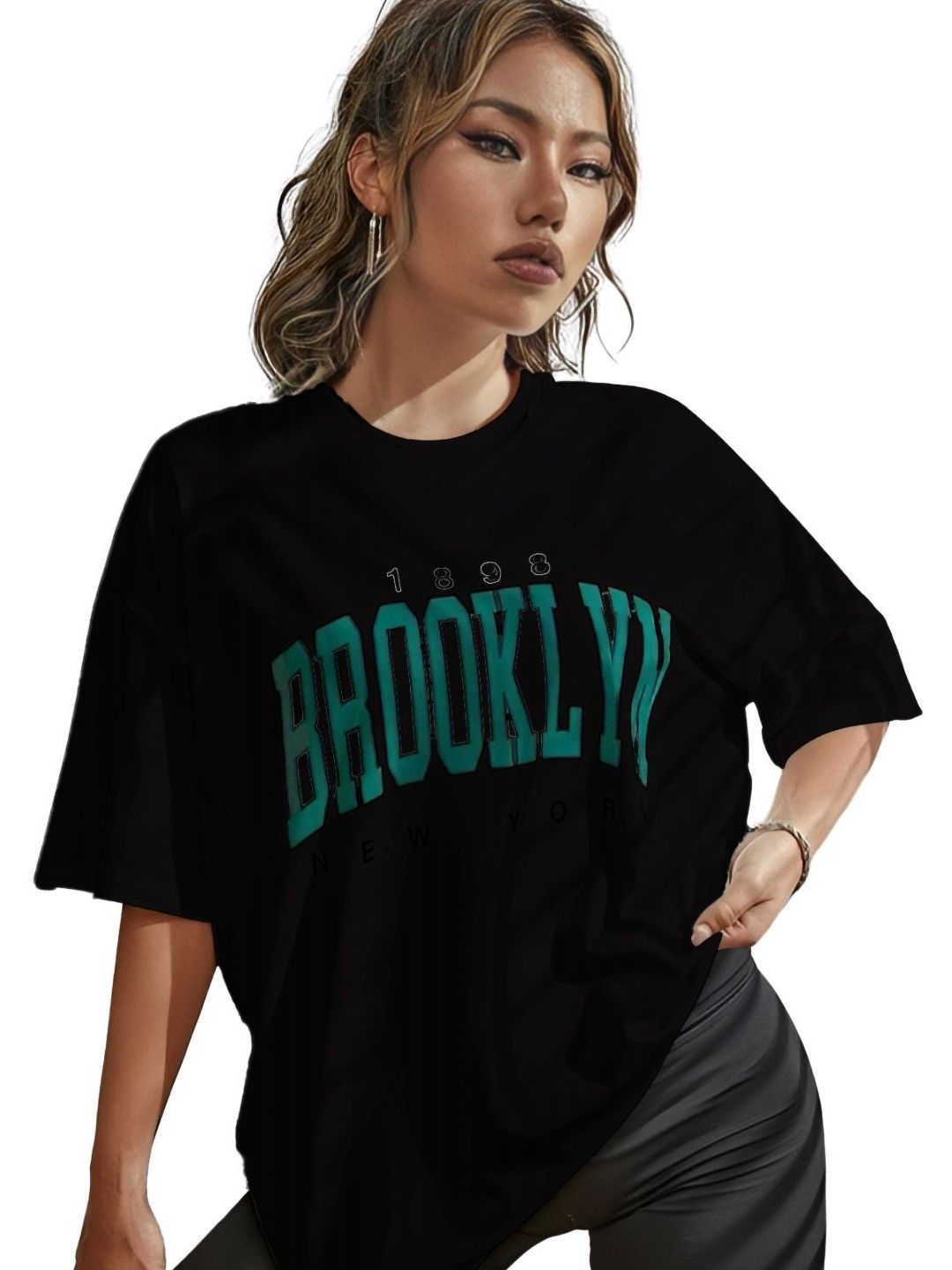 Women's Typography Printed Oversized T-shirt