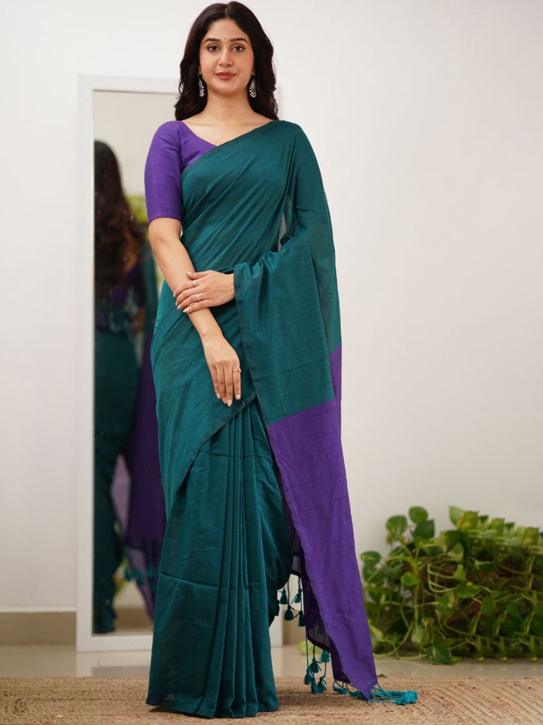 Sutisancha Sutisancha Purple Pallu Handloom Cotton Saree
