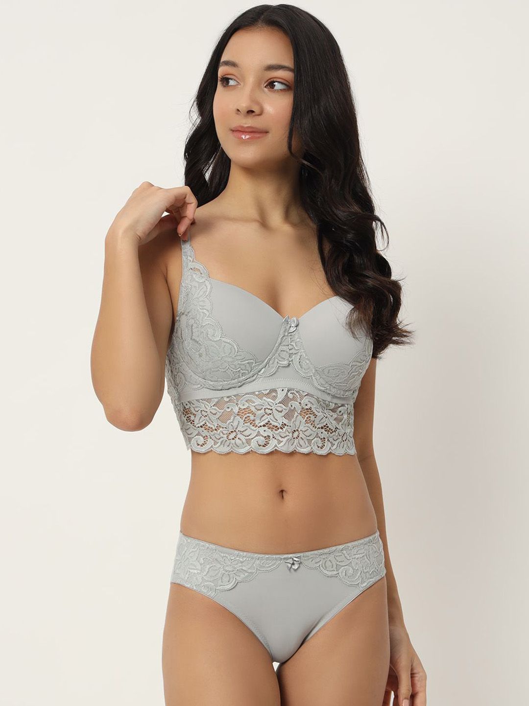 Buy EFFEC Full Coverage Comfortable Wireless Padded Lingerie Set
1276_Grey -  - Apparel for Women